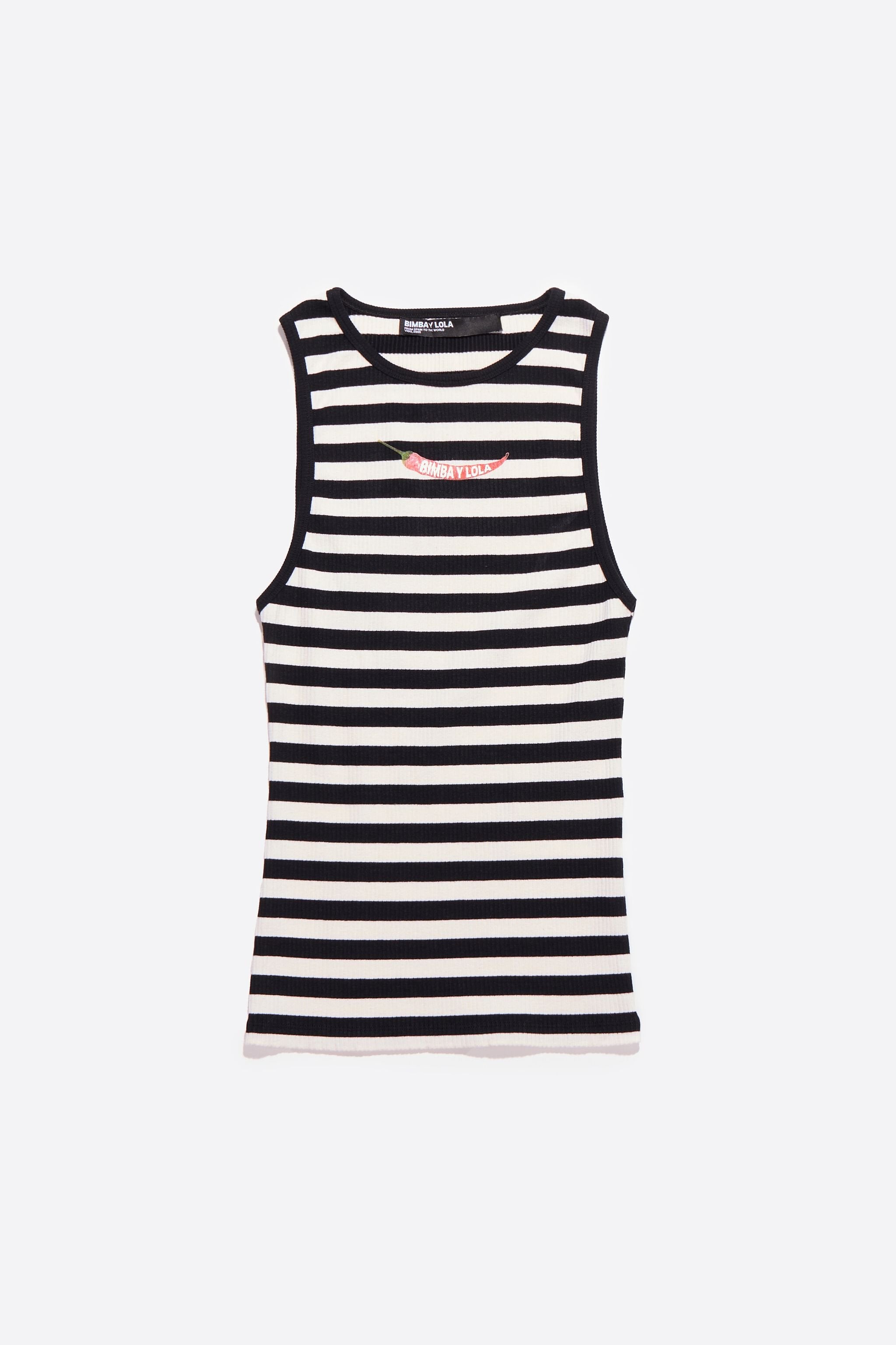 Striped chili fitted top