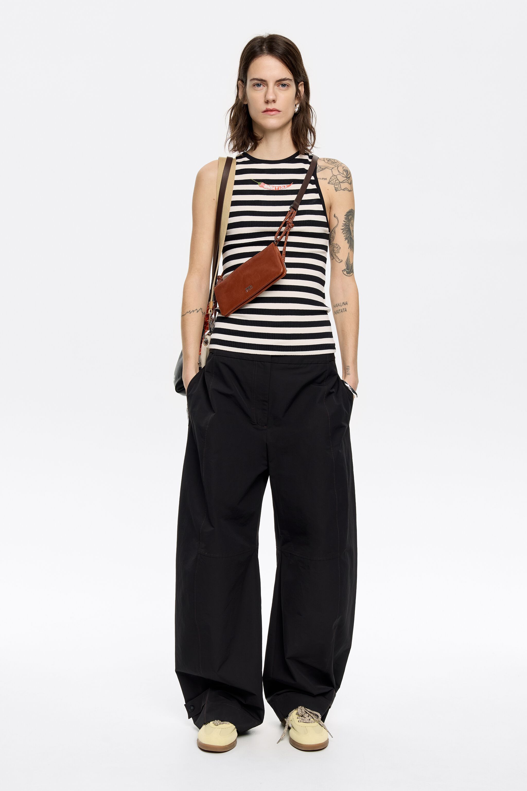 Striped chili fitted top