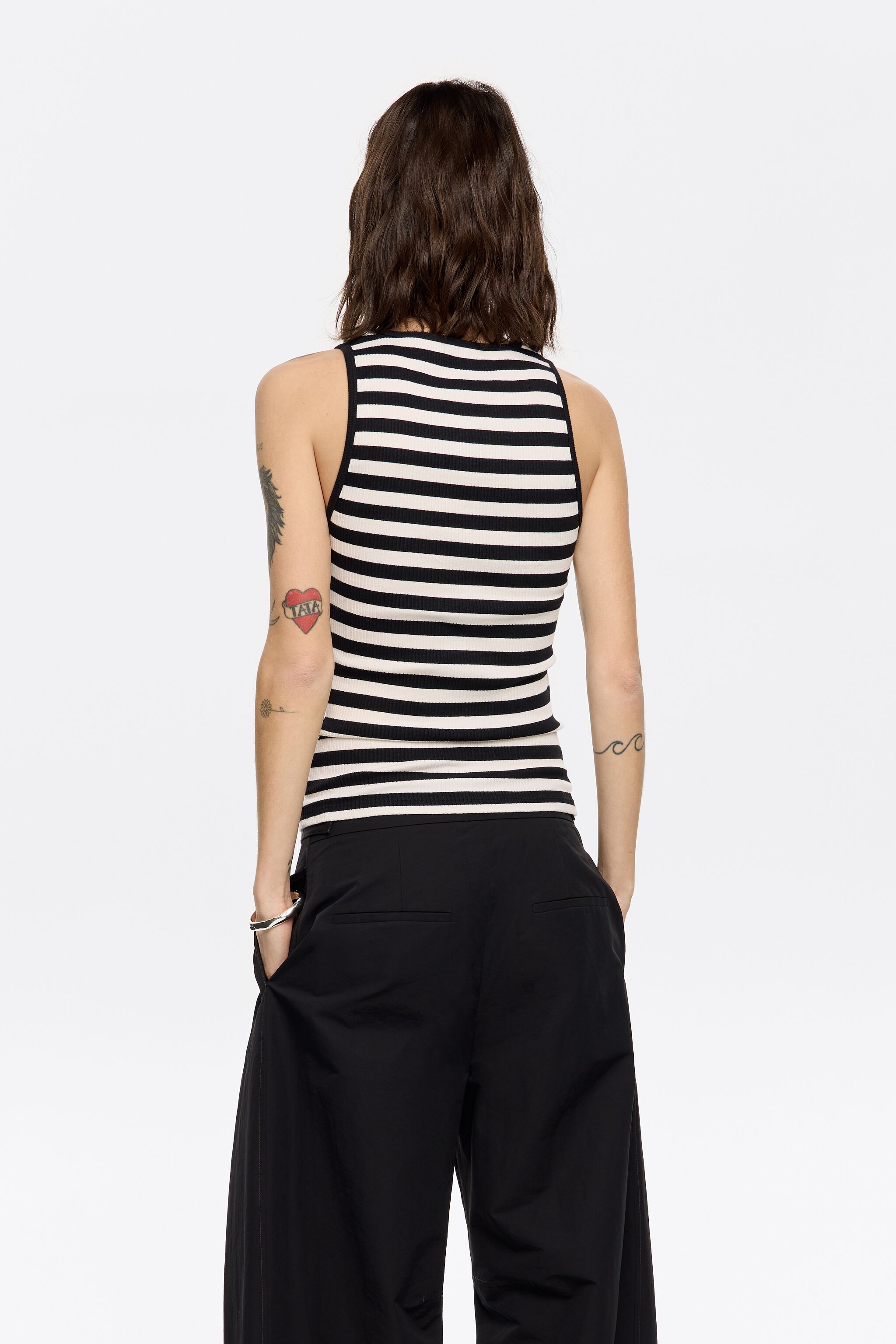 Striped chili fitted top