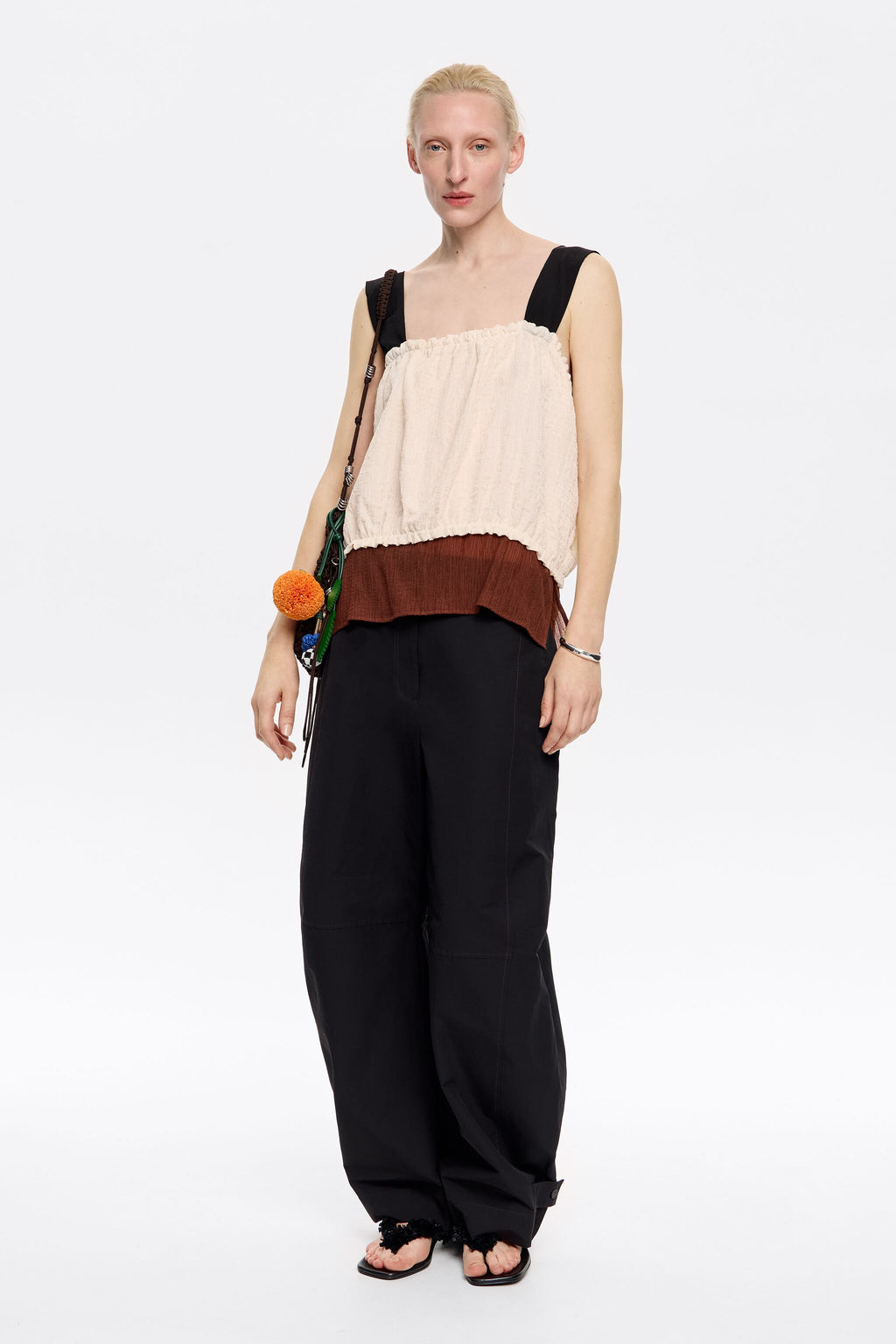 Three-tone strappy top