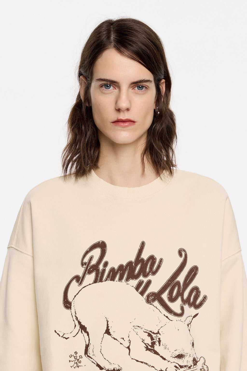 Sand cotton logo sweatshirt