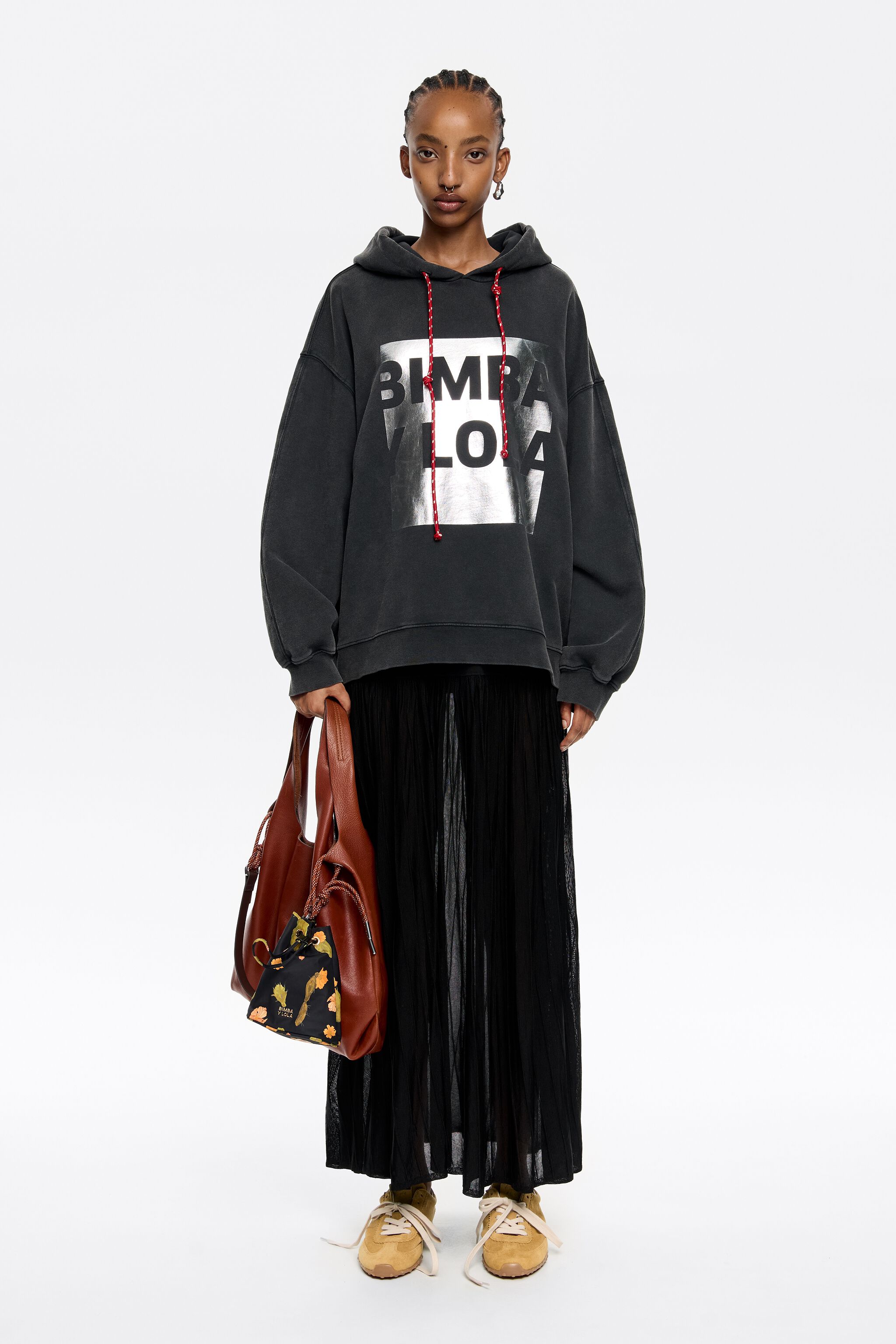 Washed black oversize logo sweatshirt