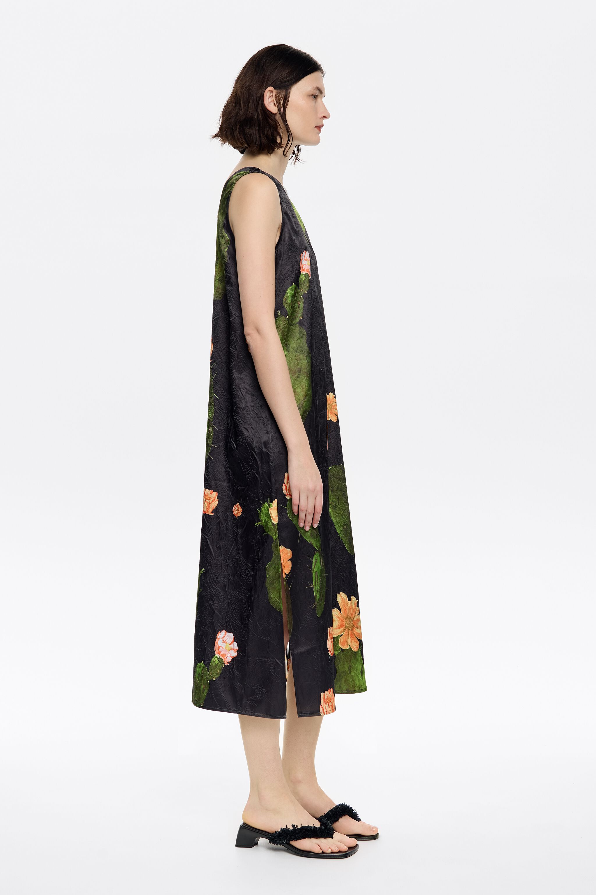 Black Cactus A-line dress