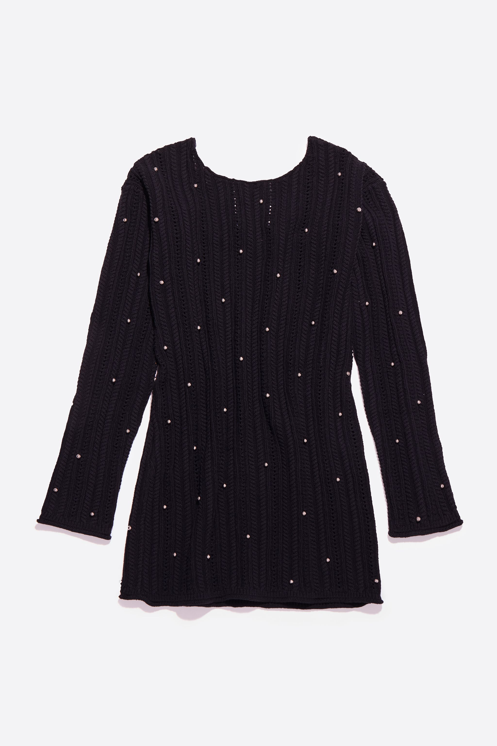 Black cotton knit mini dress