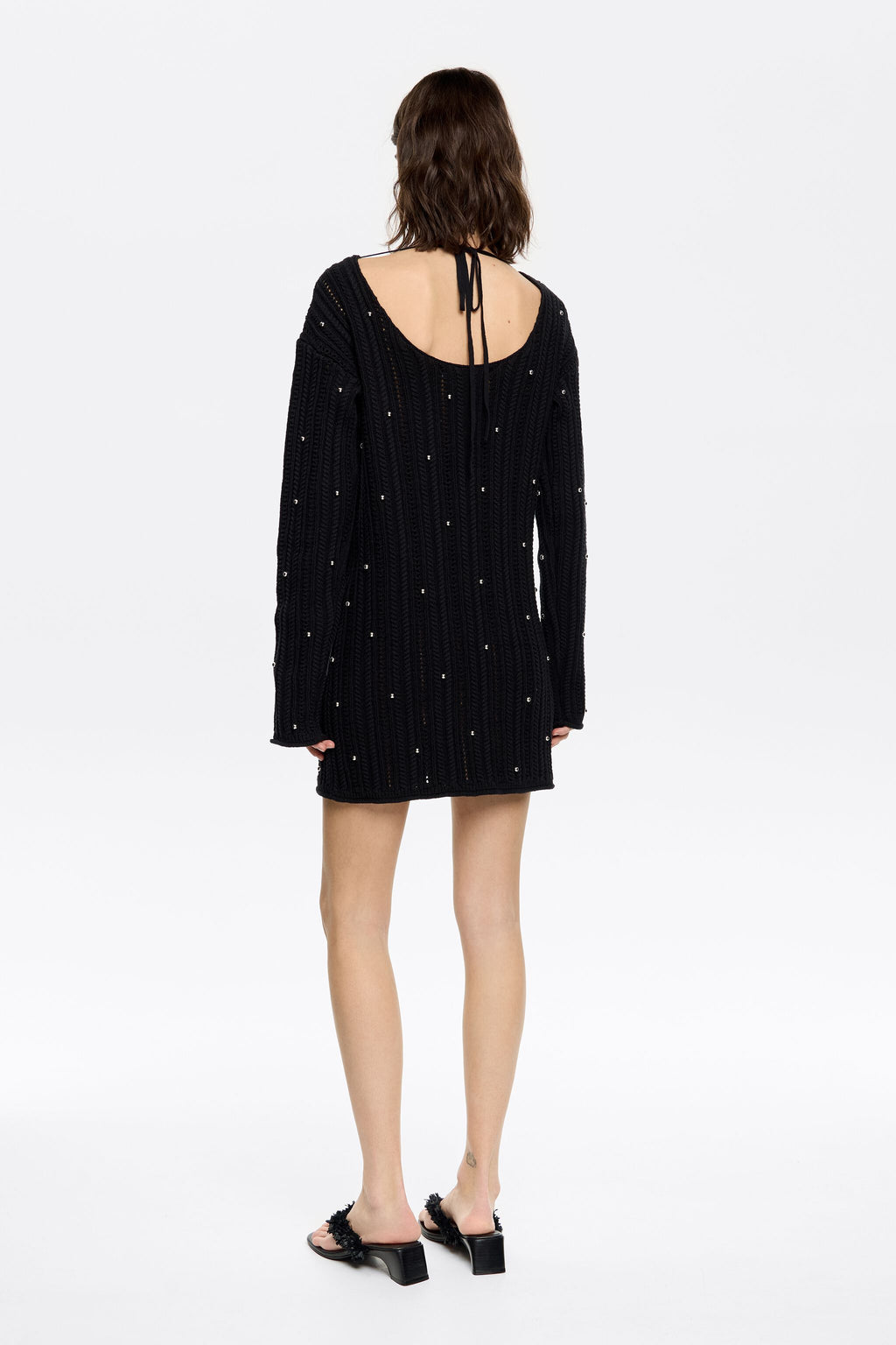 Black cotton knit mini dress