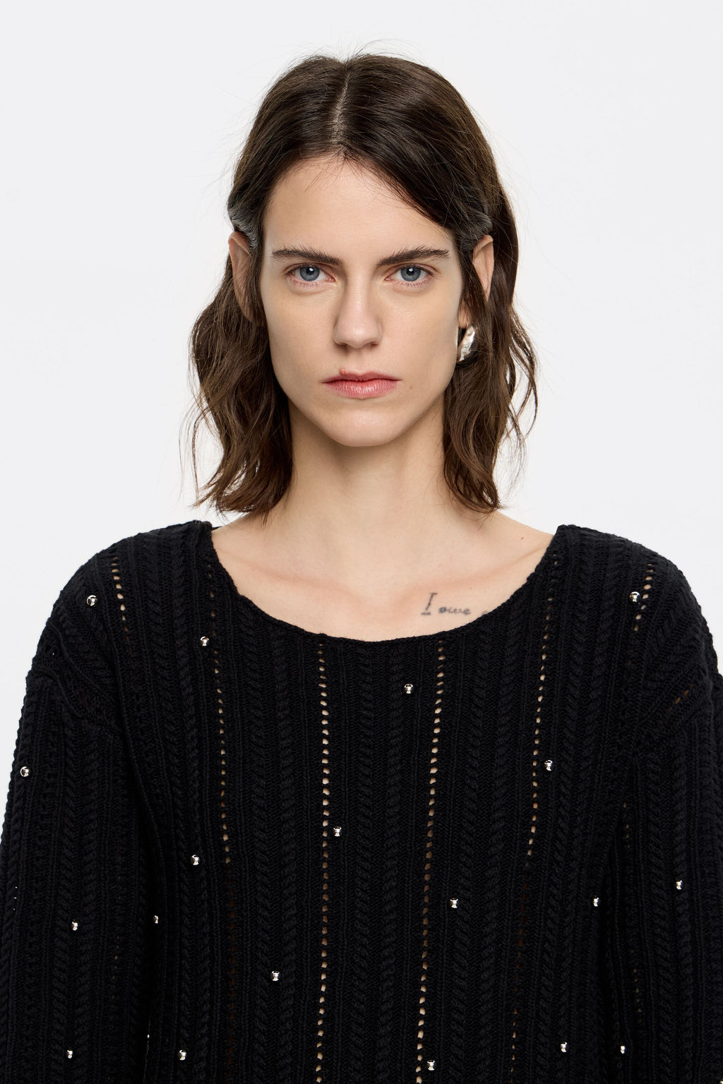 Black cotton knit mini dress