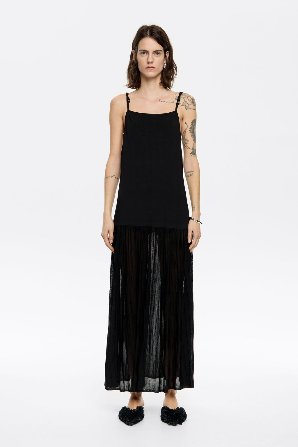 Black metallic hoops knit dress