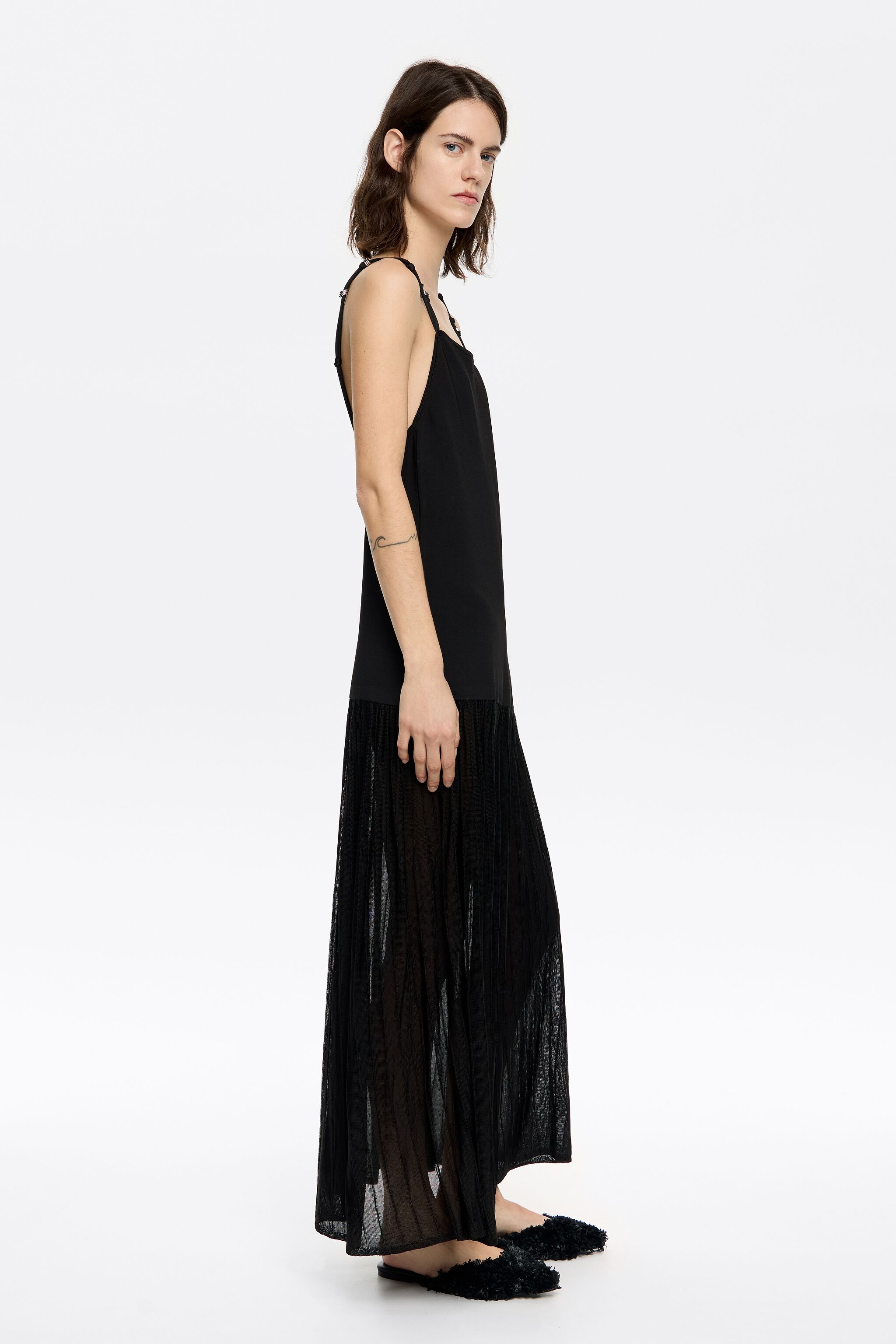 Black metallic hoops knit dress