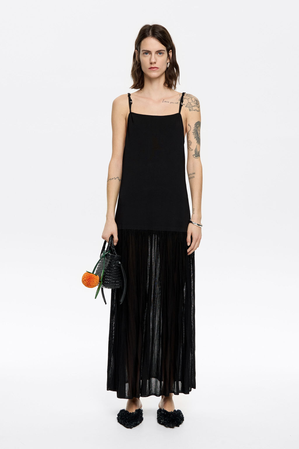 Black metallic hoops knit dress