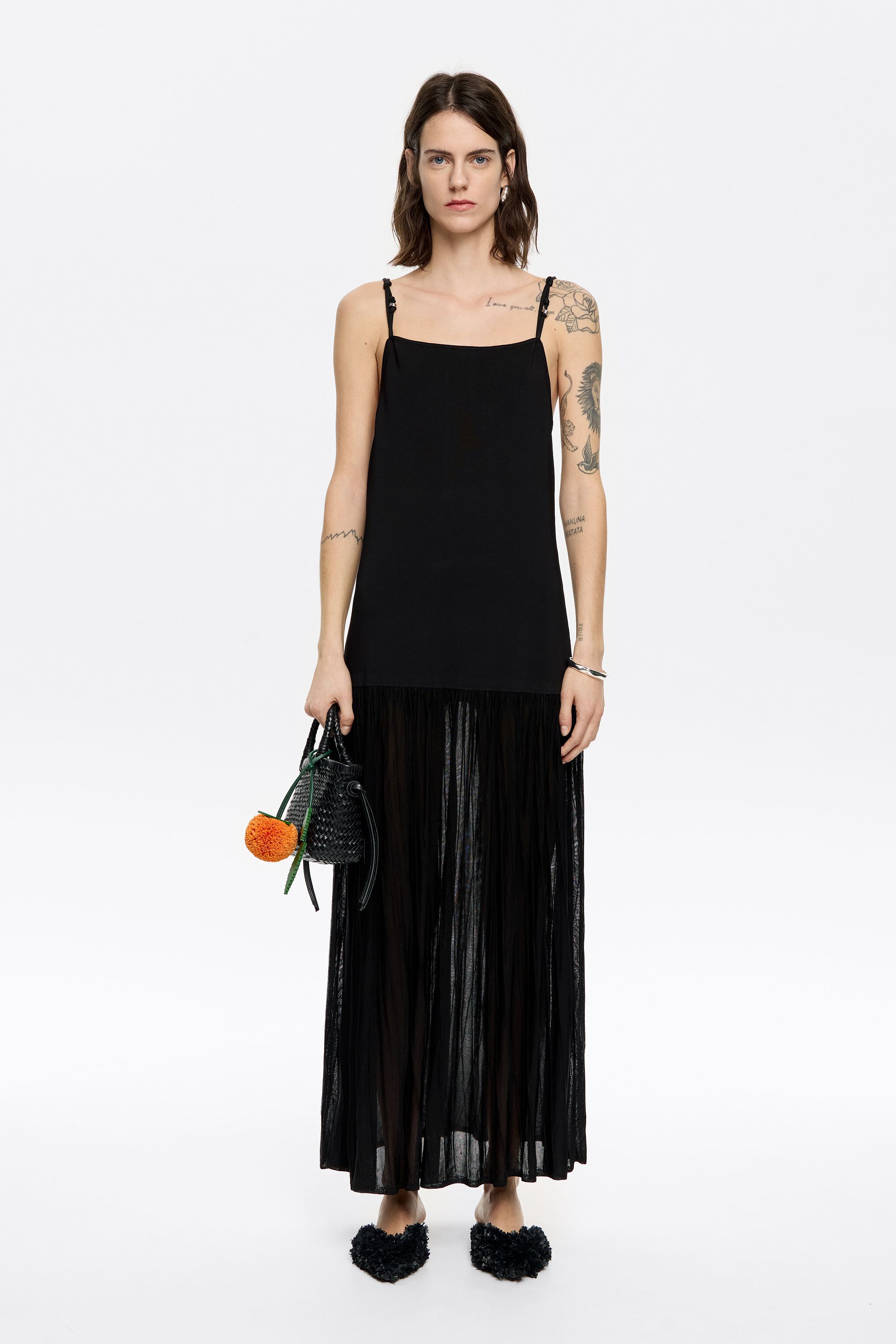 Black metallic hoops knit dress