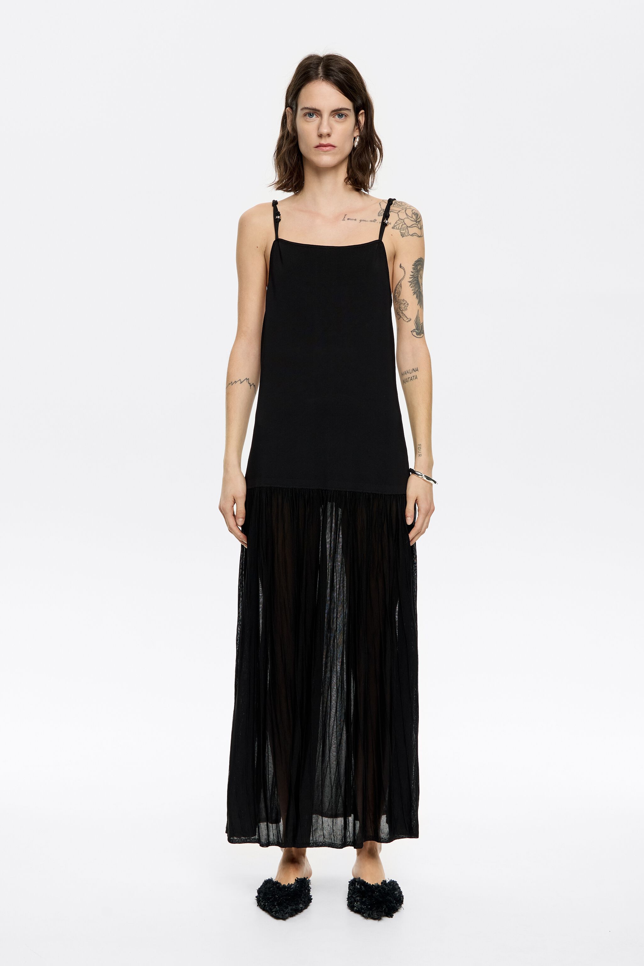 Black metallic hoops knit dress