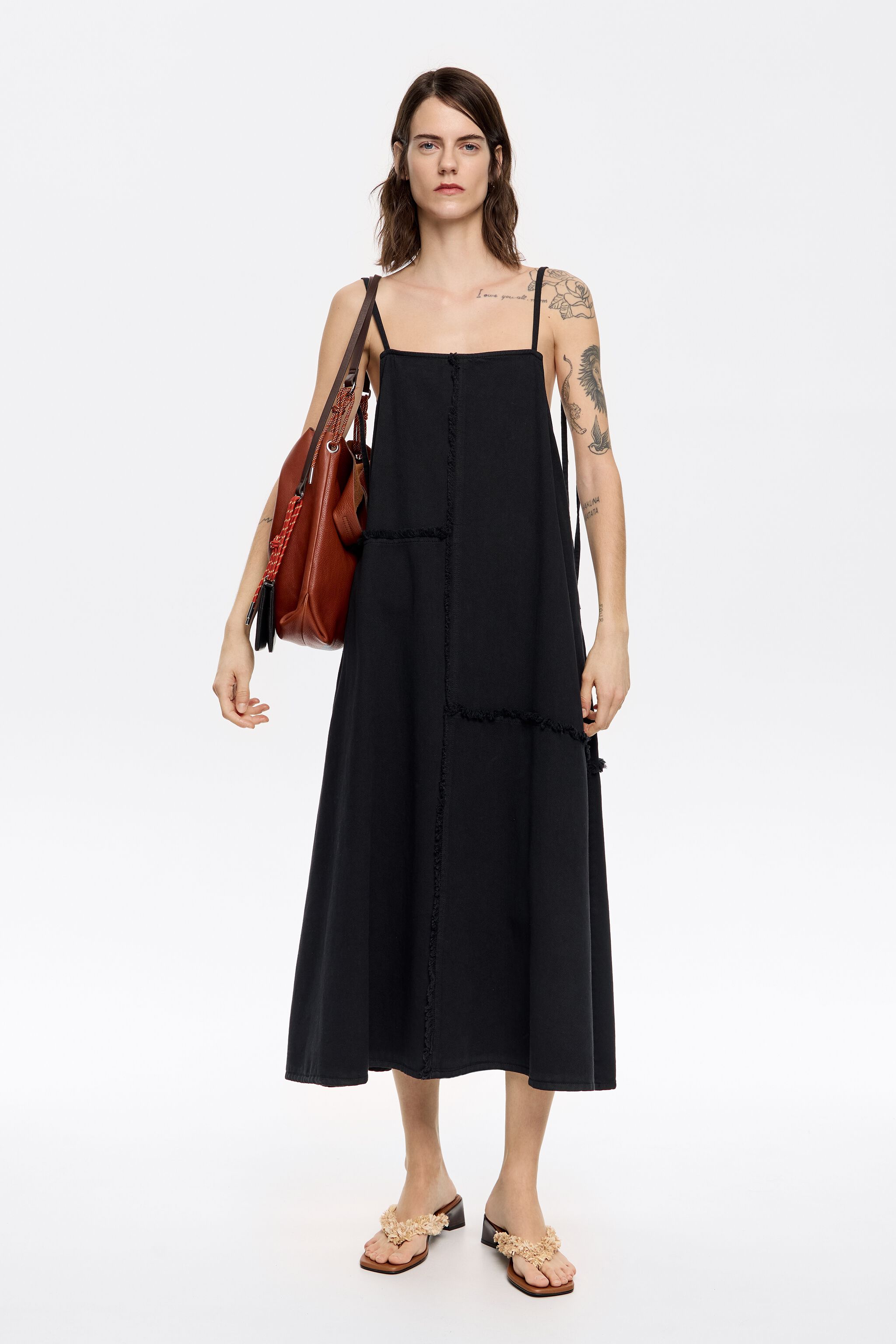Black A-line midi dress