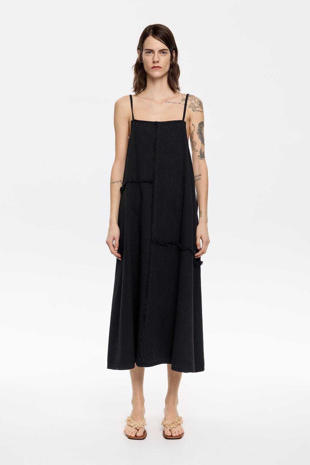 Black A-line midi dress