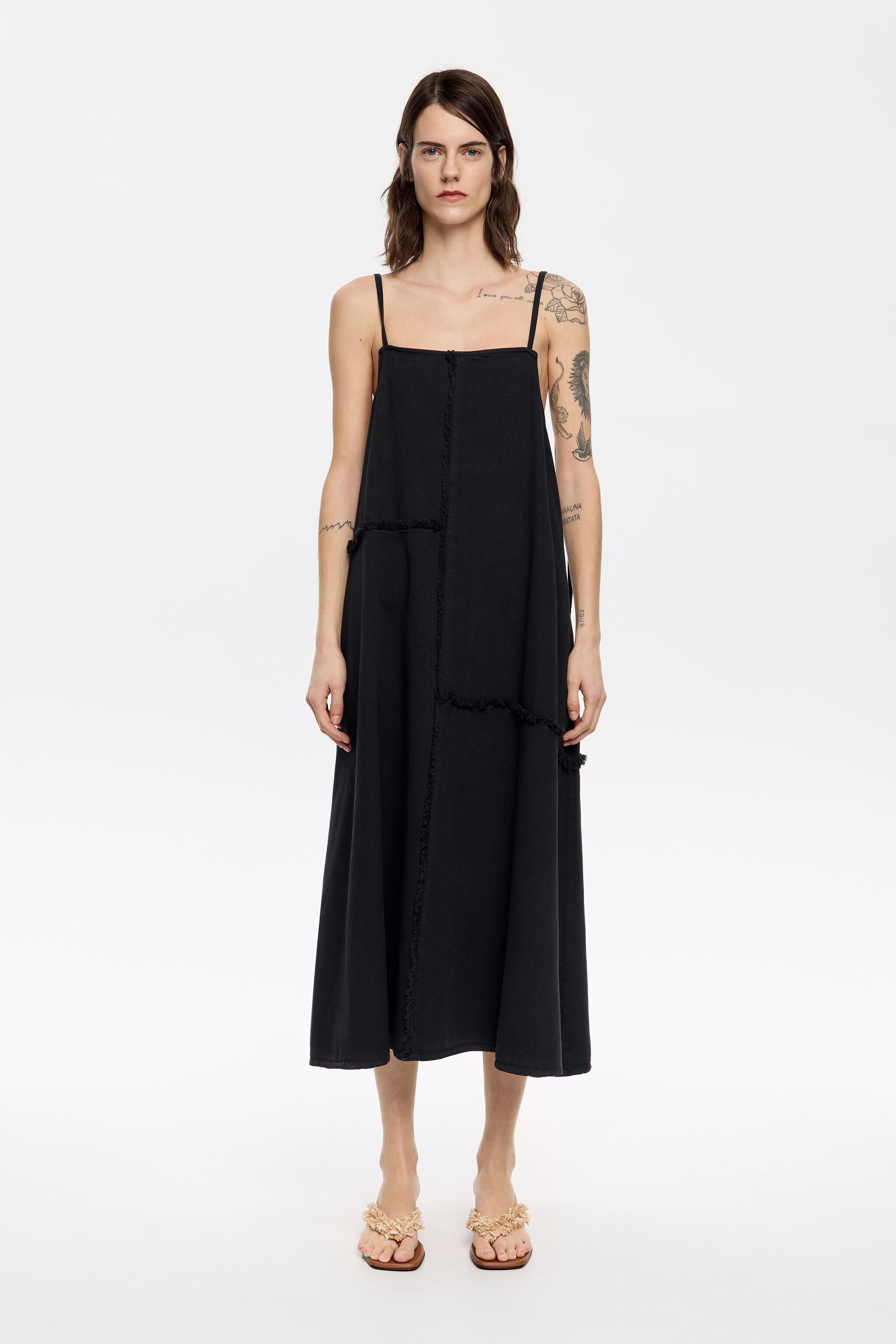 Black A-line midi dress
