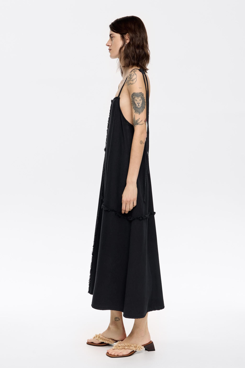 Black A-line midi dress