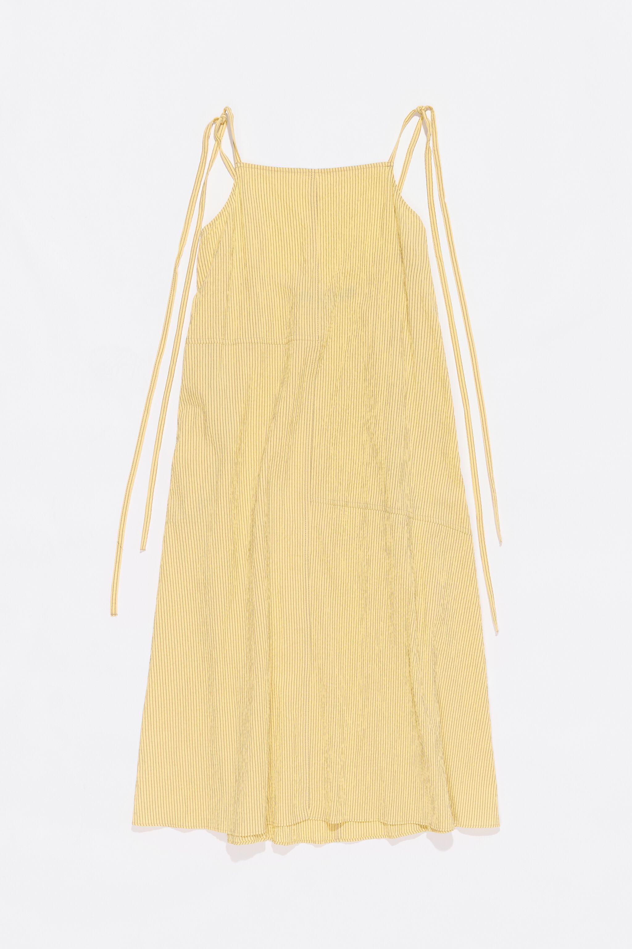 Yellow striped A-line midi dress