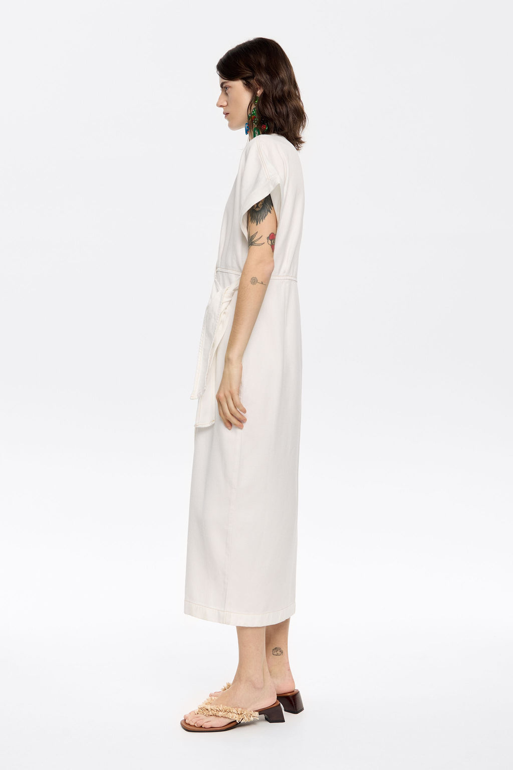White wrap midi dress