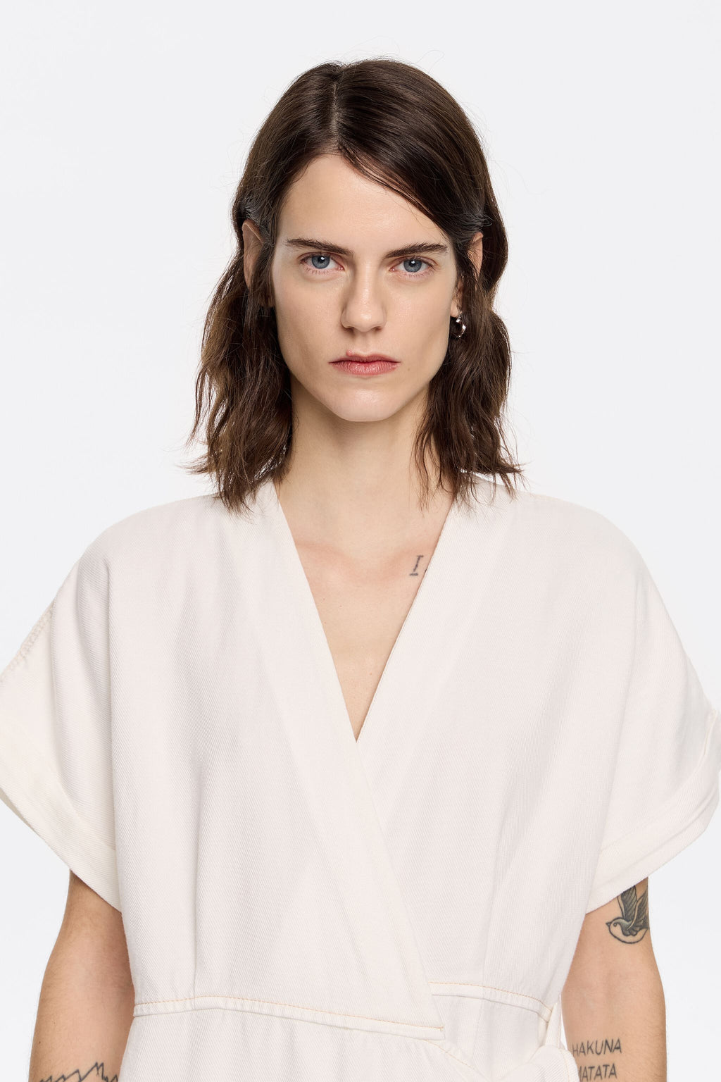 White wrap midi dress