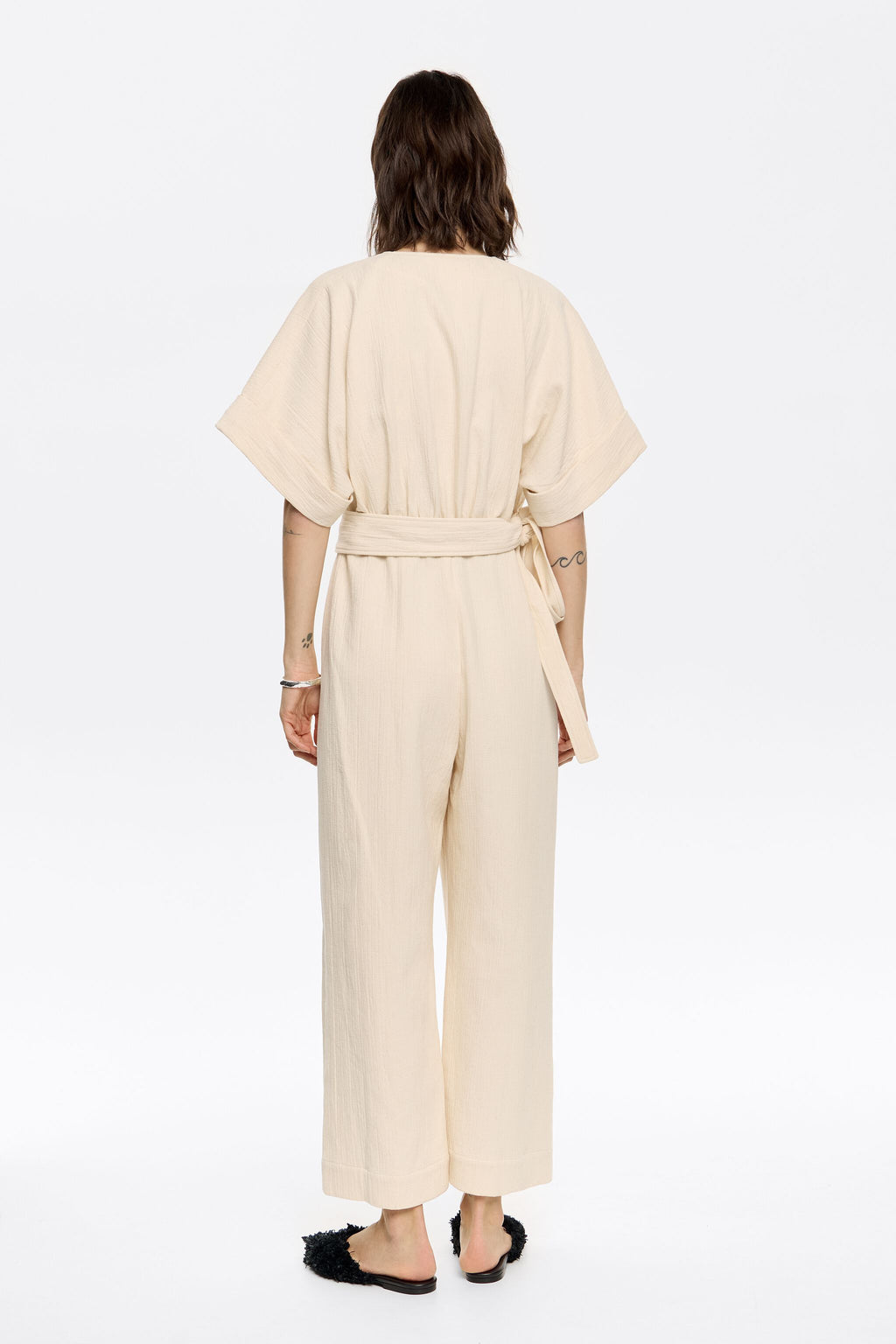 Vanilla cotton wrap jumpsuit