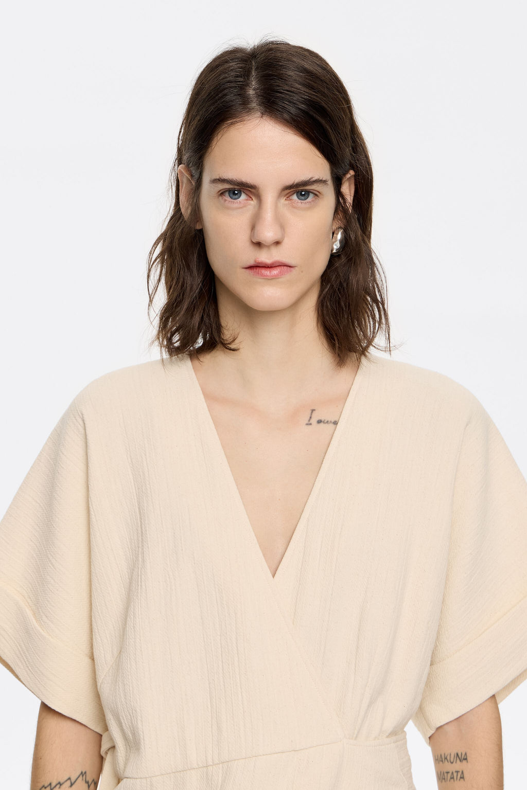 Vanilla cotton wrap jumpsuit