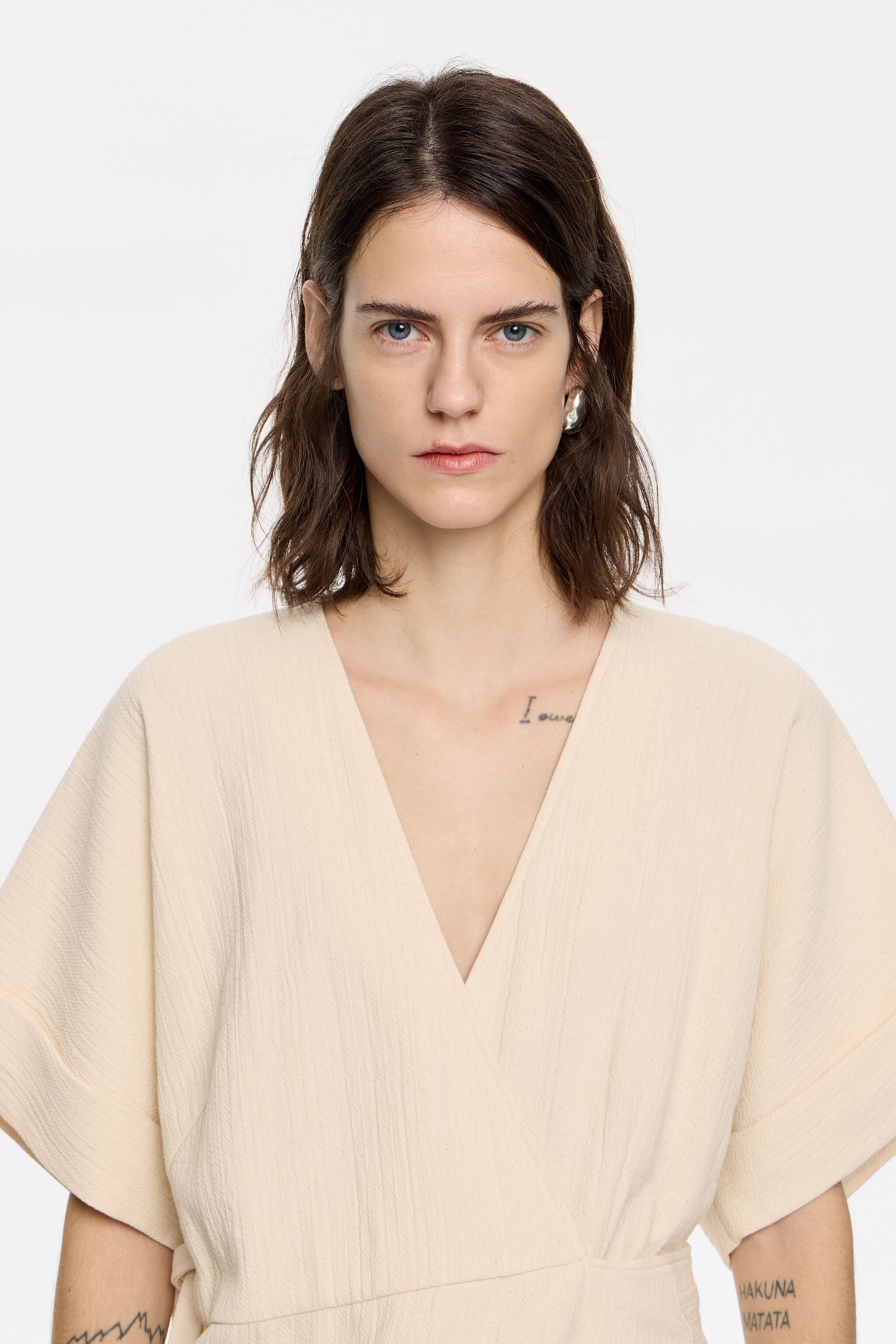 Vanilla cotton wrap jumpsuit