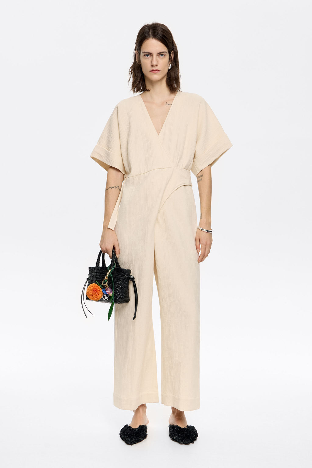 Vanilla cotton wrap jumpsuit