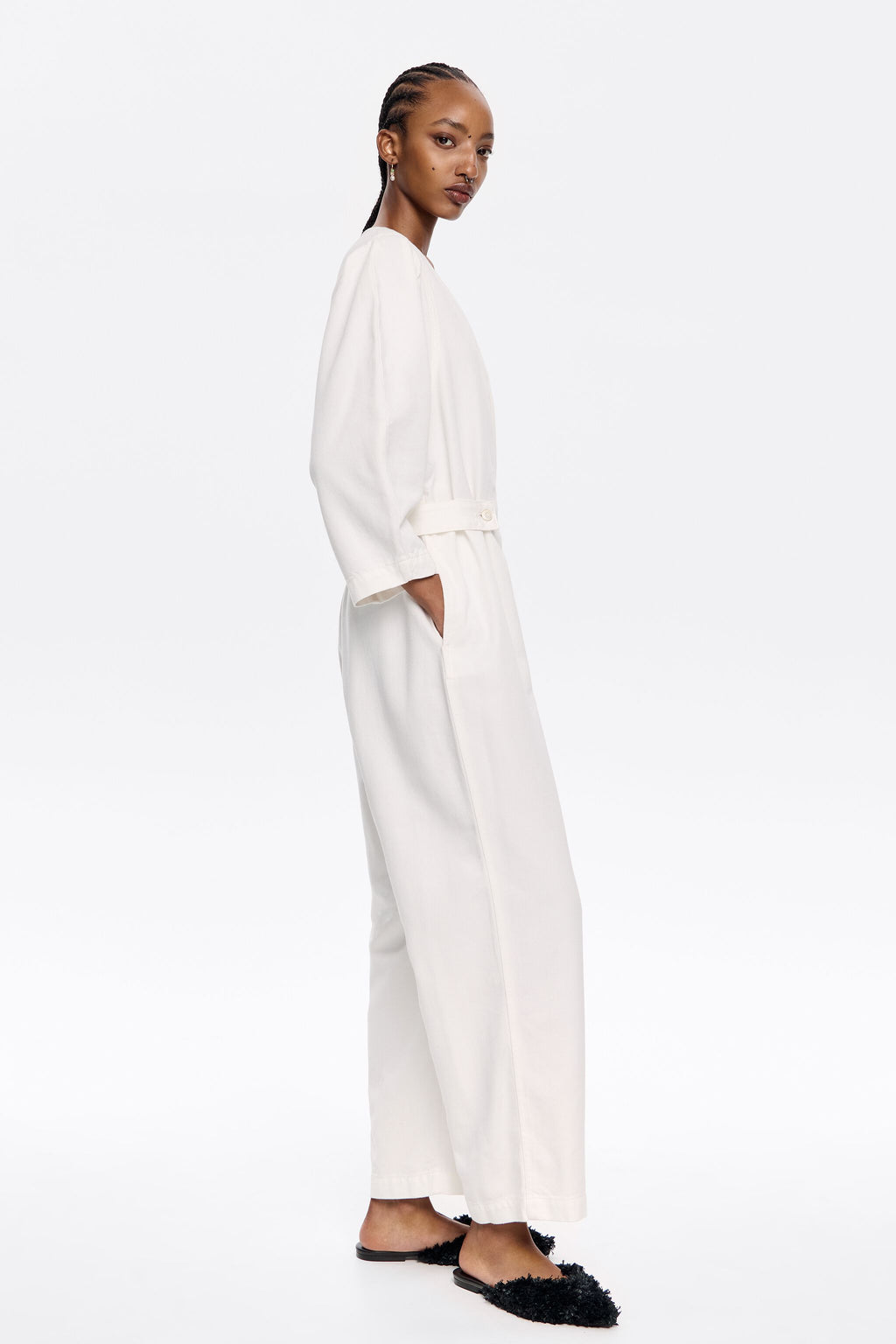 Long white cotton jumpsuit