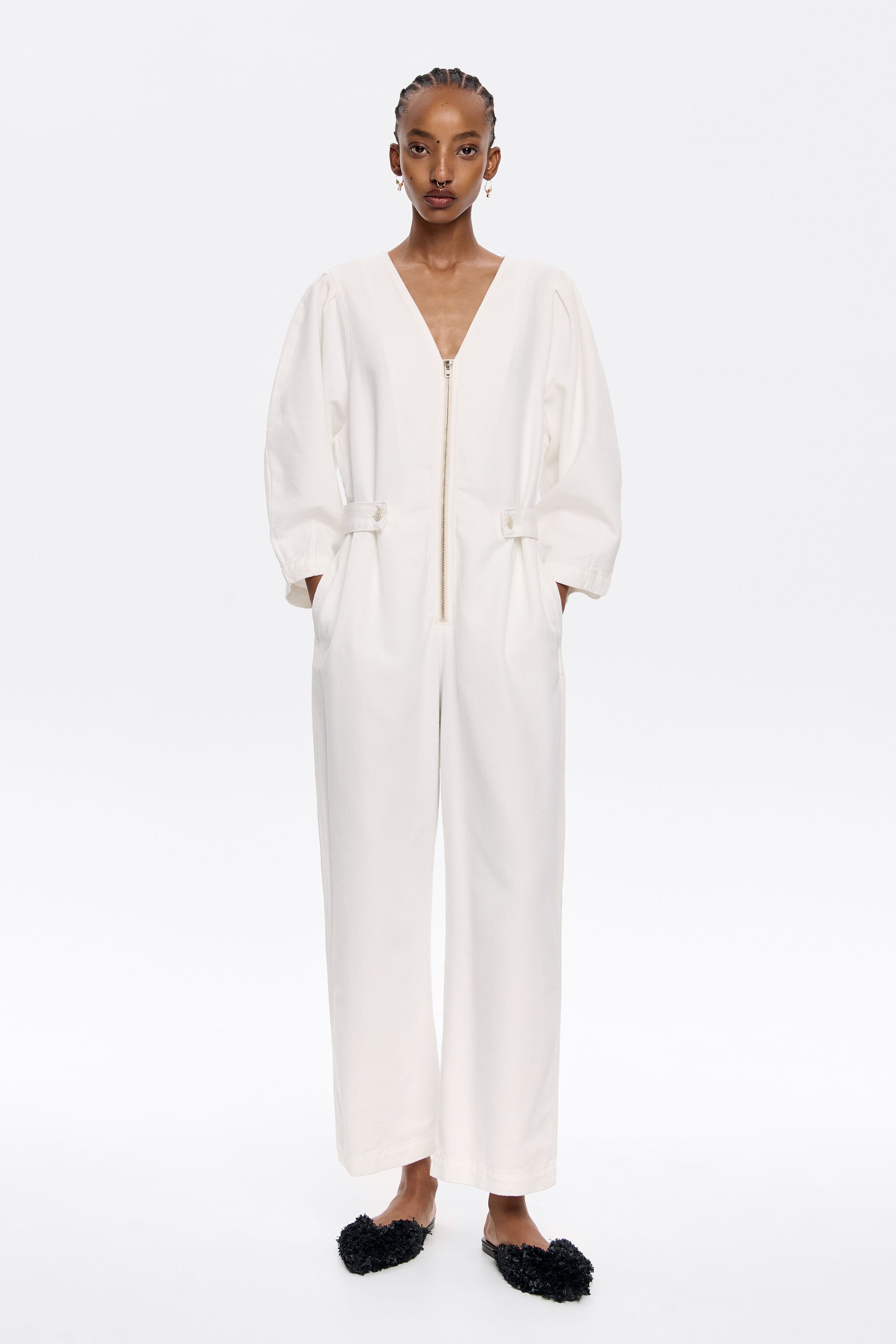 Long white cotton jumpsuit