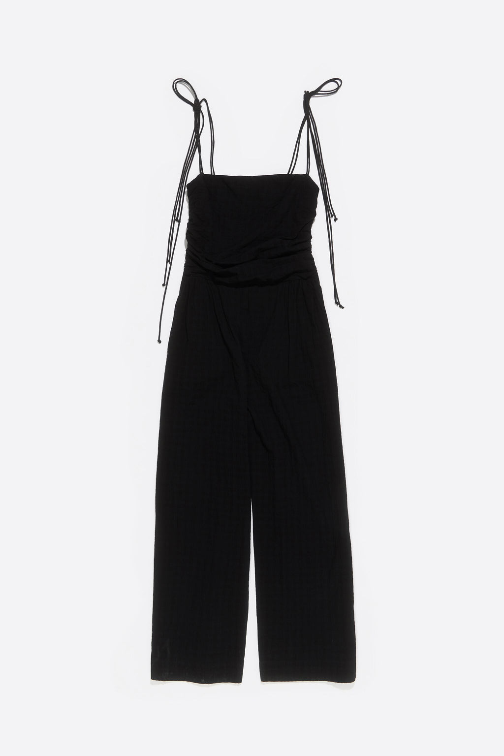 Black checked textured jumpsuit