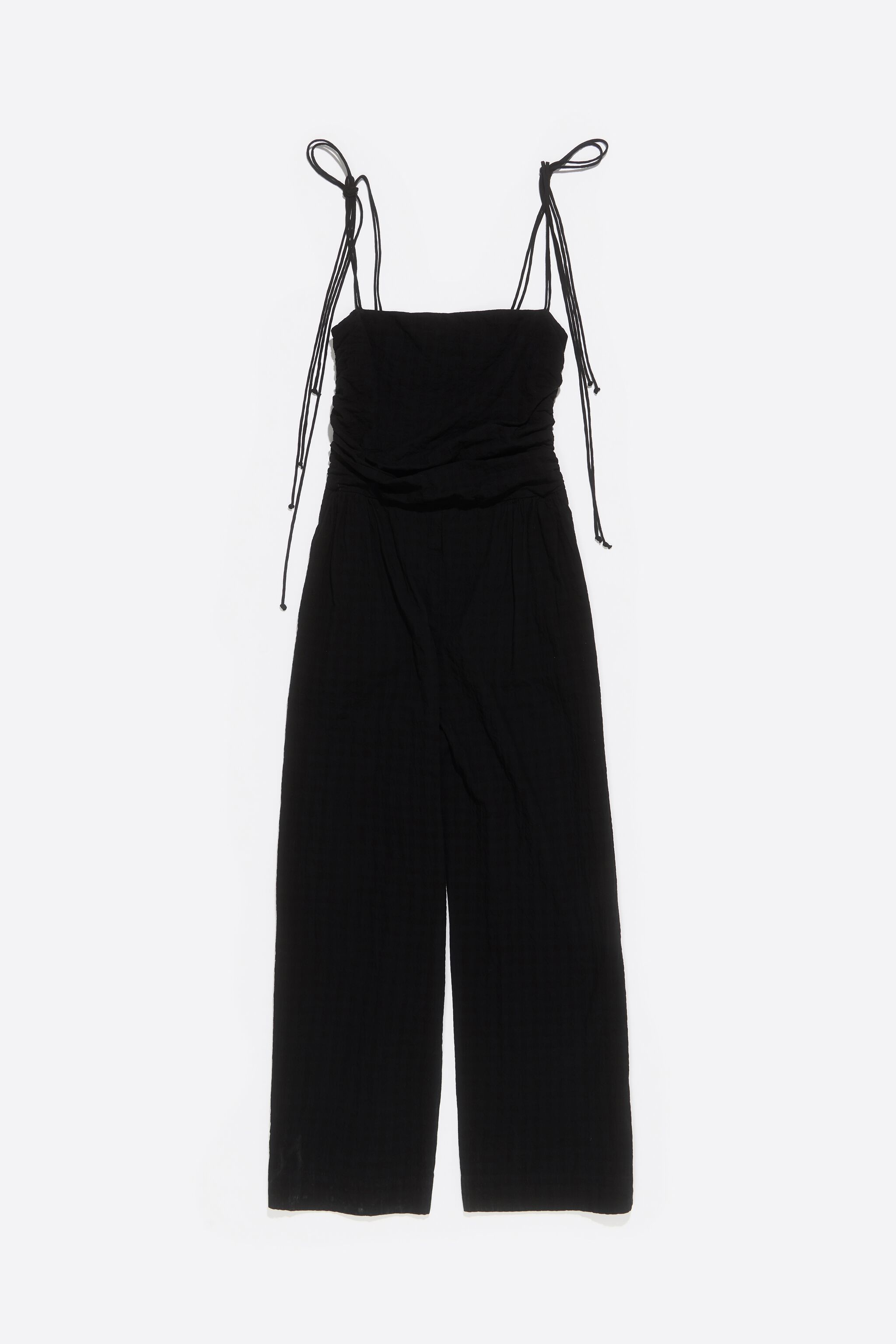 Black checked textured jumpsuit