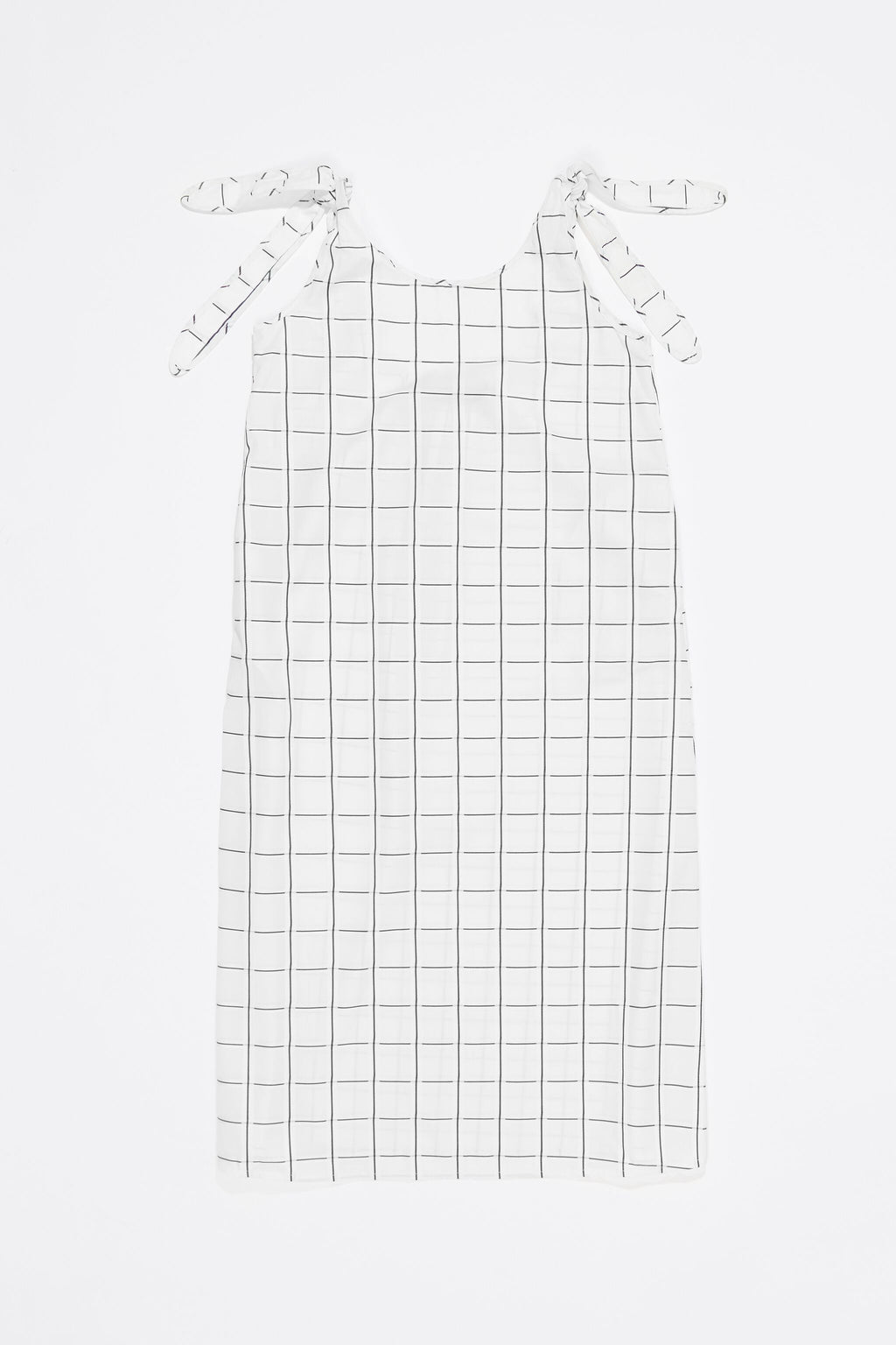 Ivory checked A-line tie dress