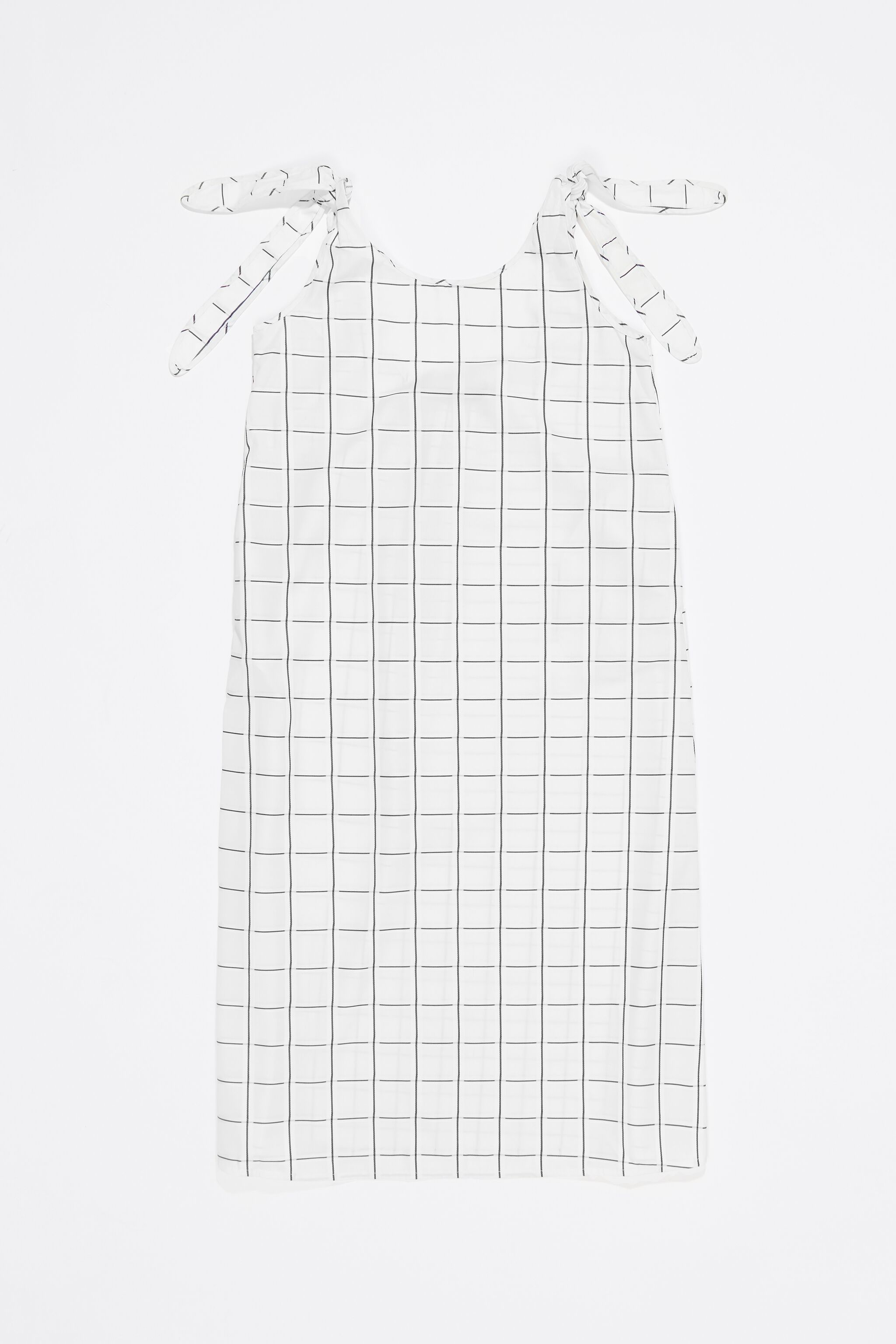 Ivory checked A-line tie dress