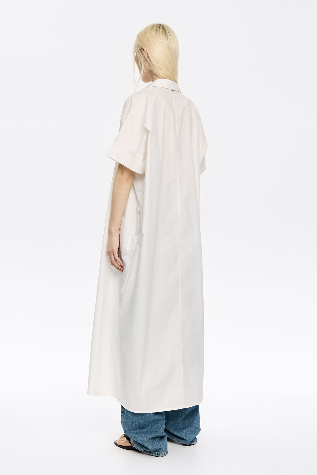 Oversize white cotton shirt dress