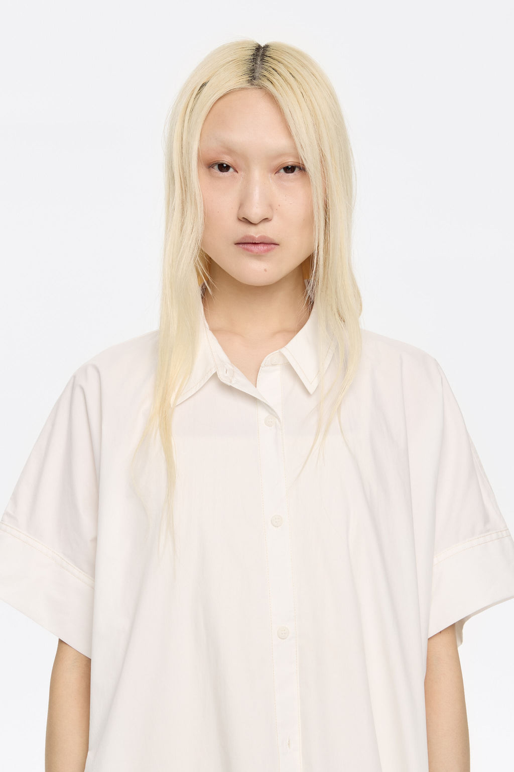 Oversize white cotton shirt dress