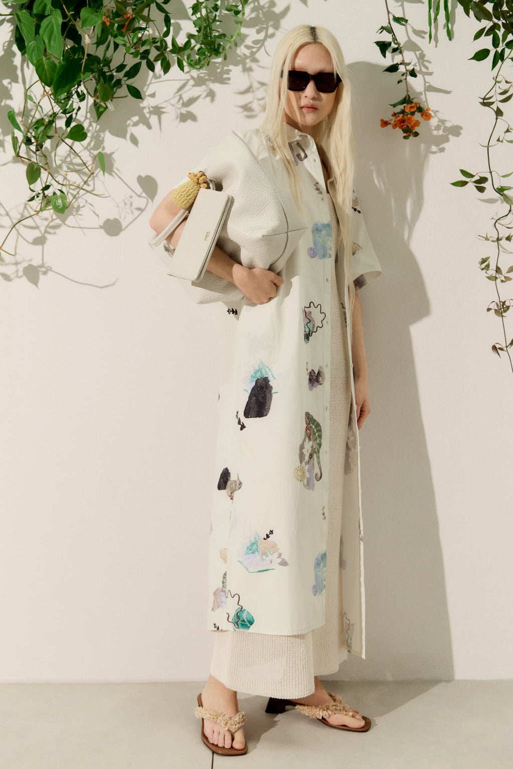 Oversize ivory Chameleon shirt dress