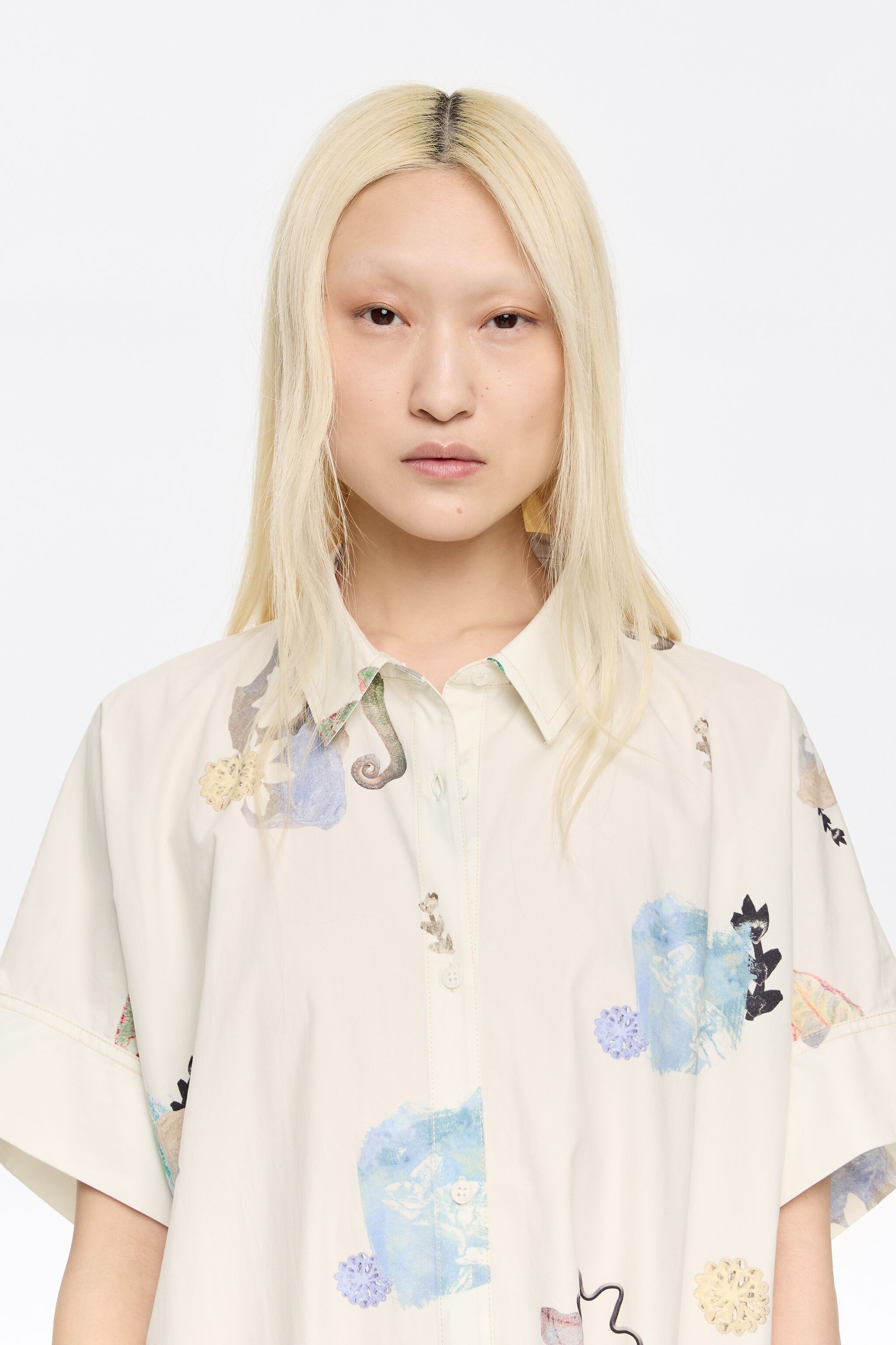 Oversize ivory Chameleon shirt dress