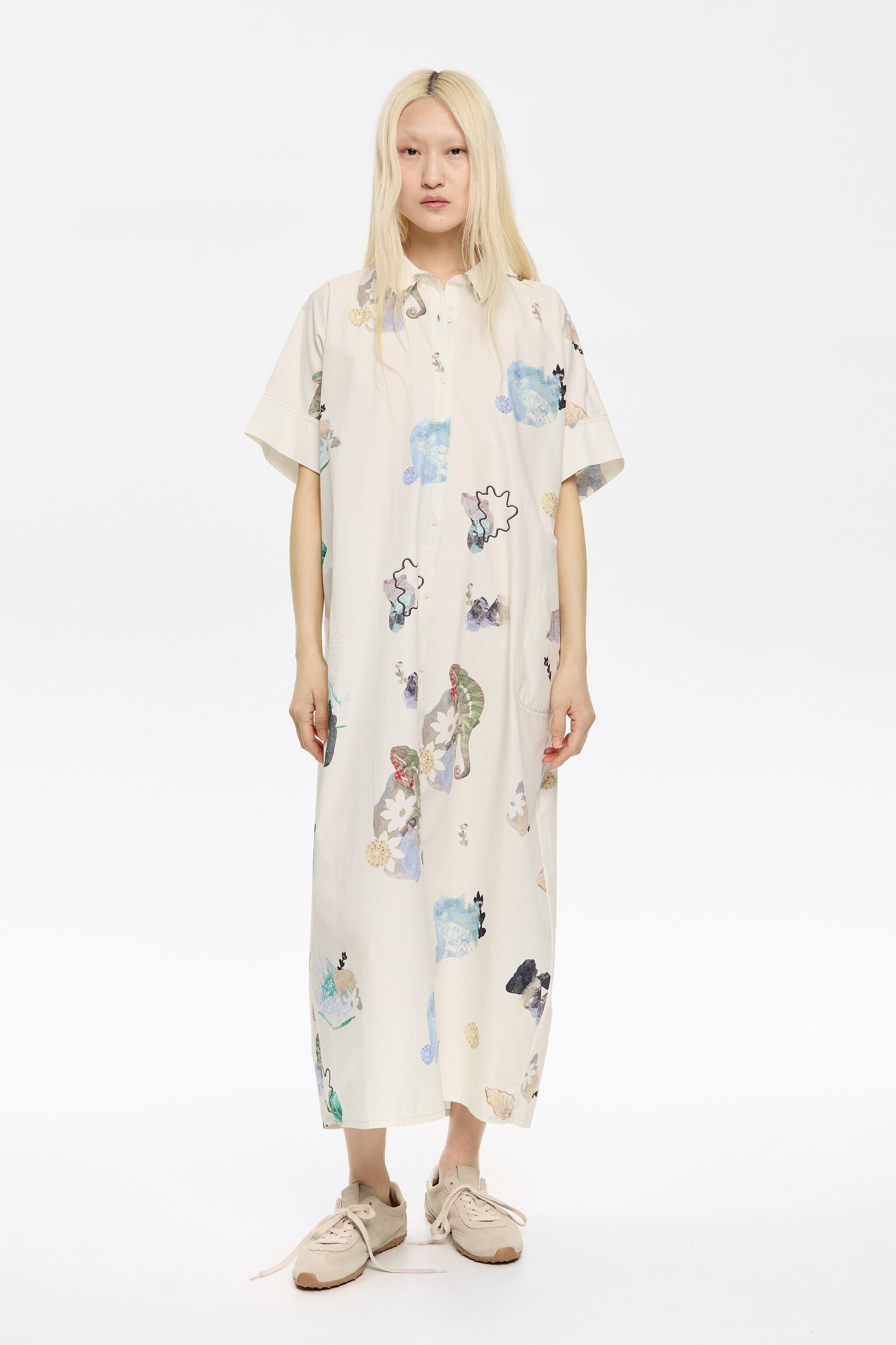 Oversize ivory Chameleon shirt dress