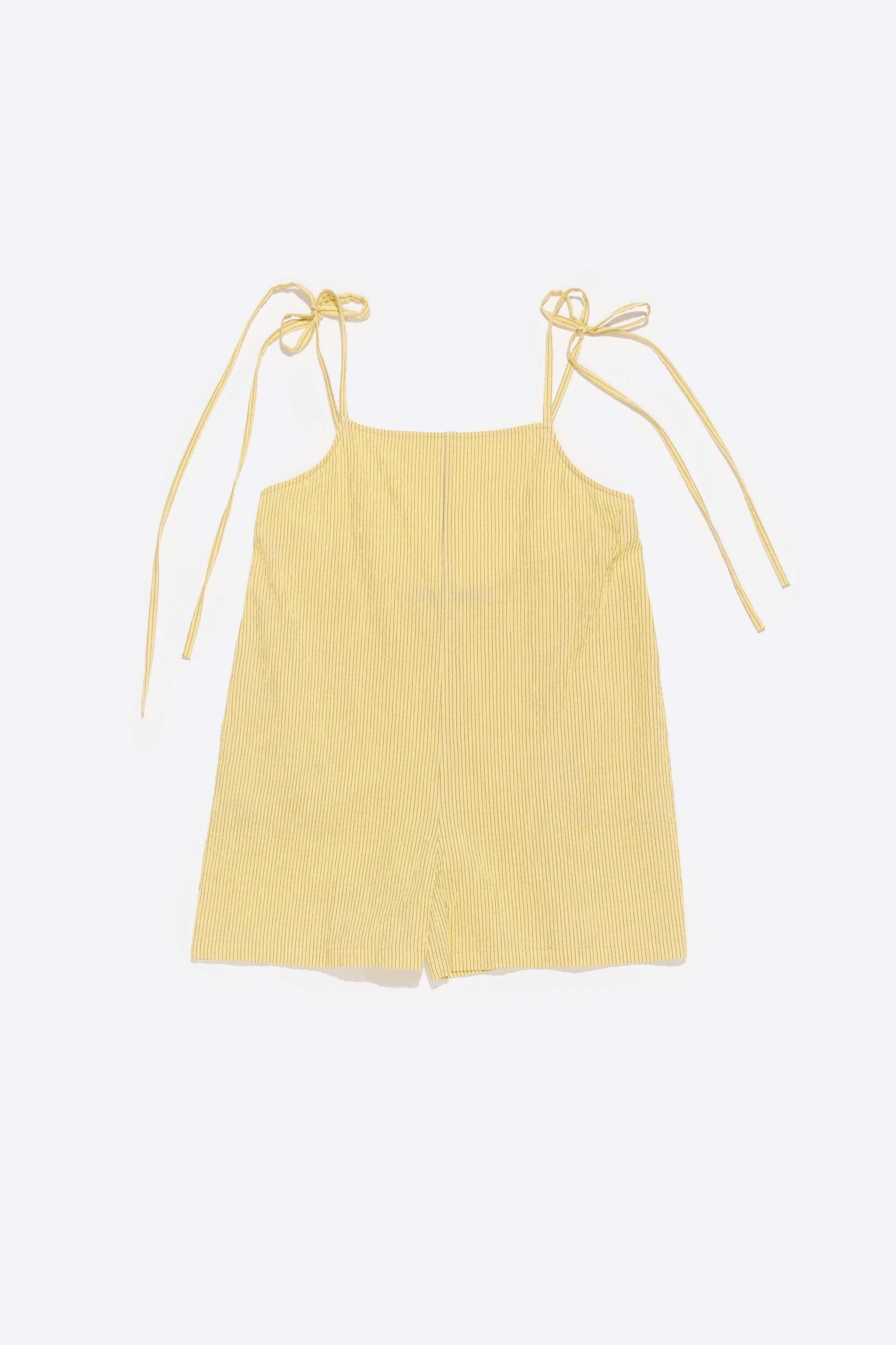 Short yellow striped jumpsuit