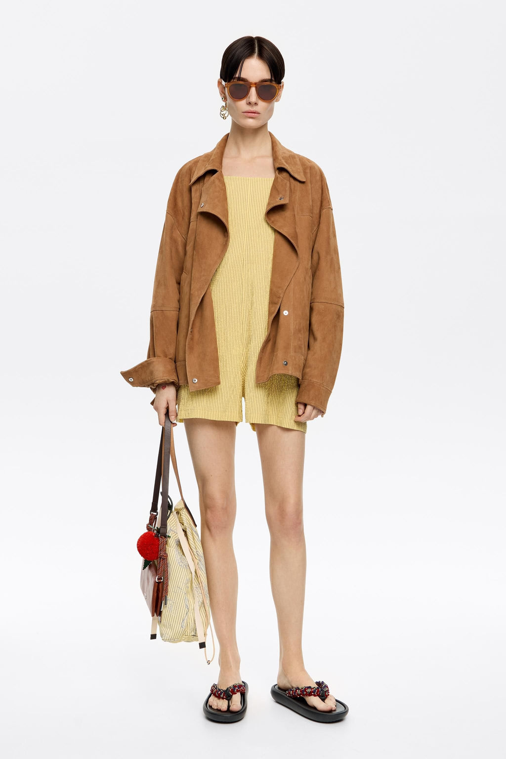 Short yellow striped jumpsuit