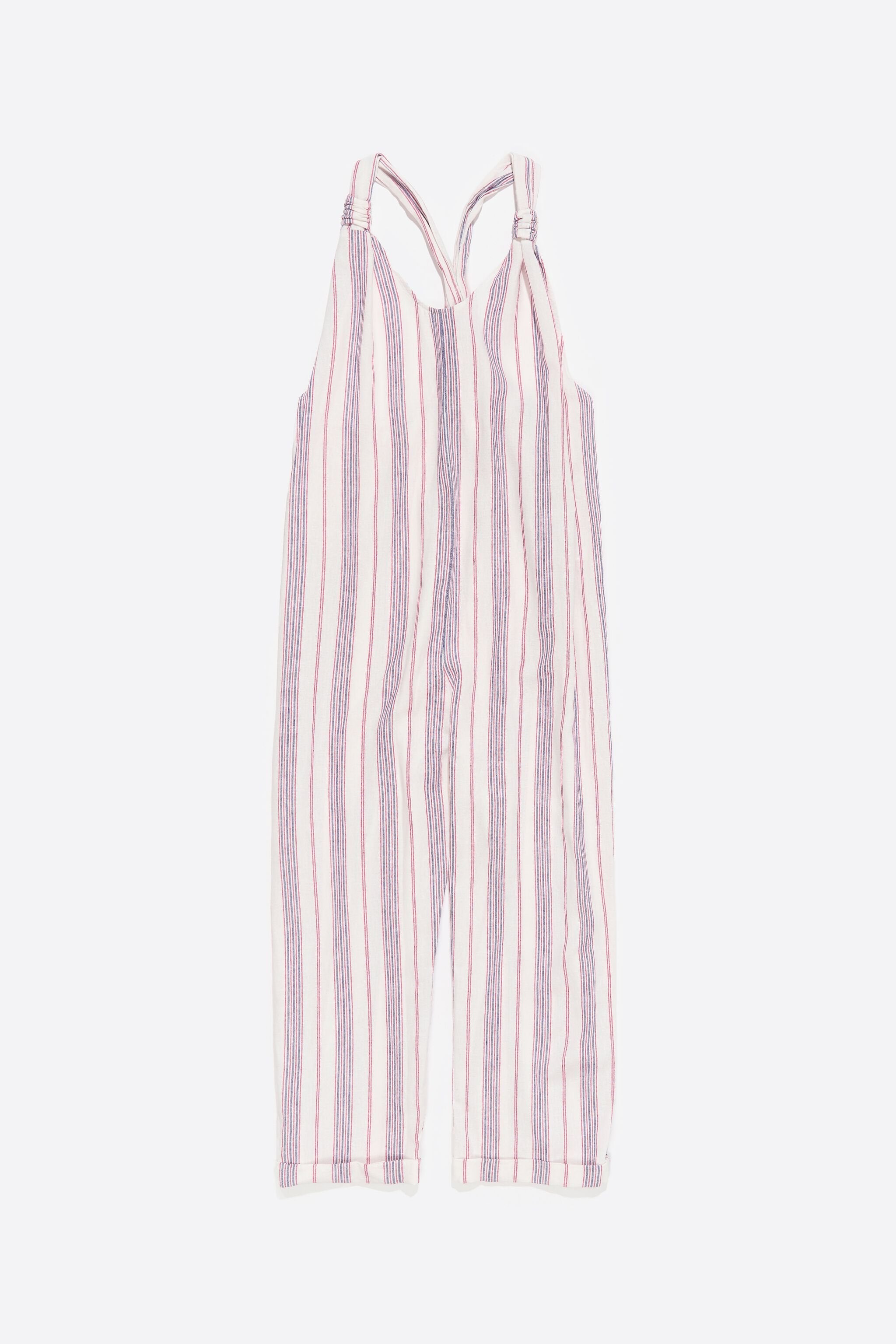 Ivory striped linen jumpsuit