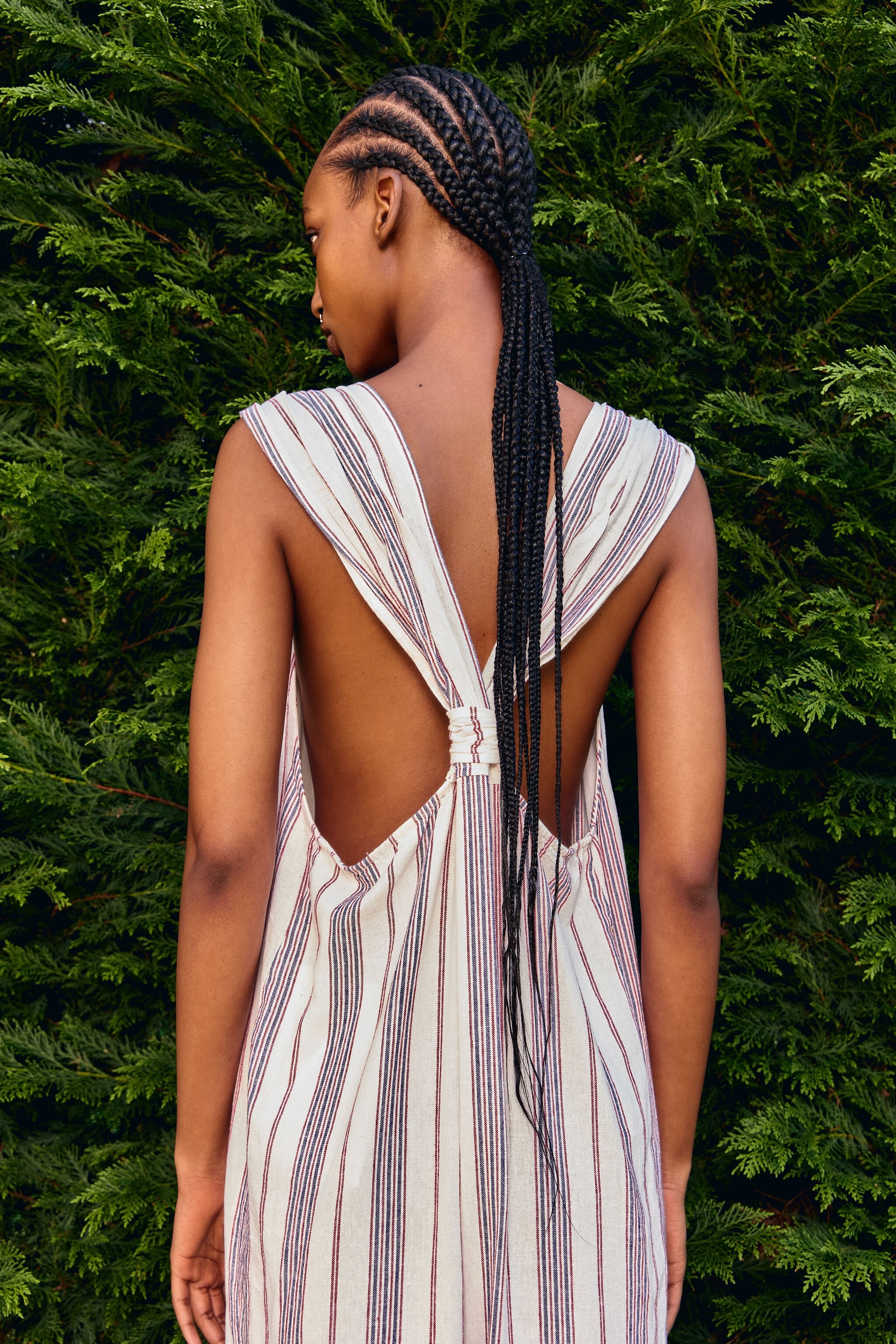 Ivory striped linen jumpsuit