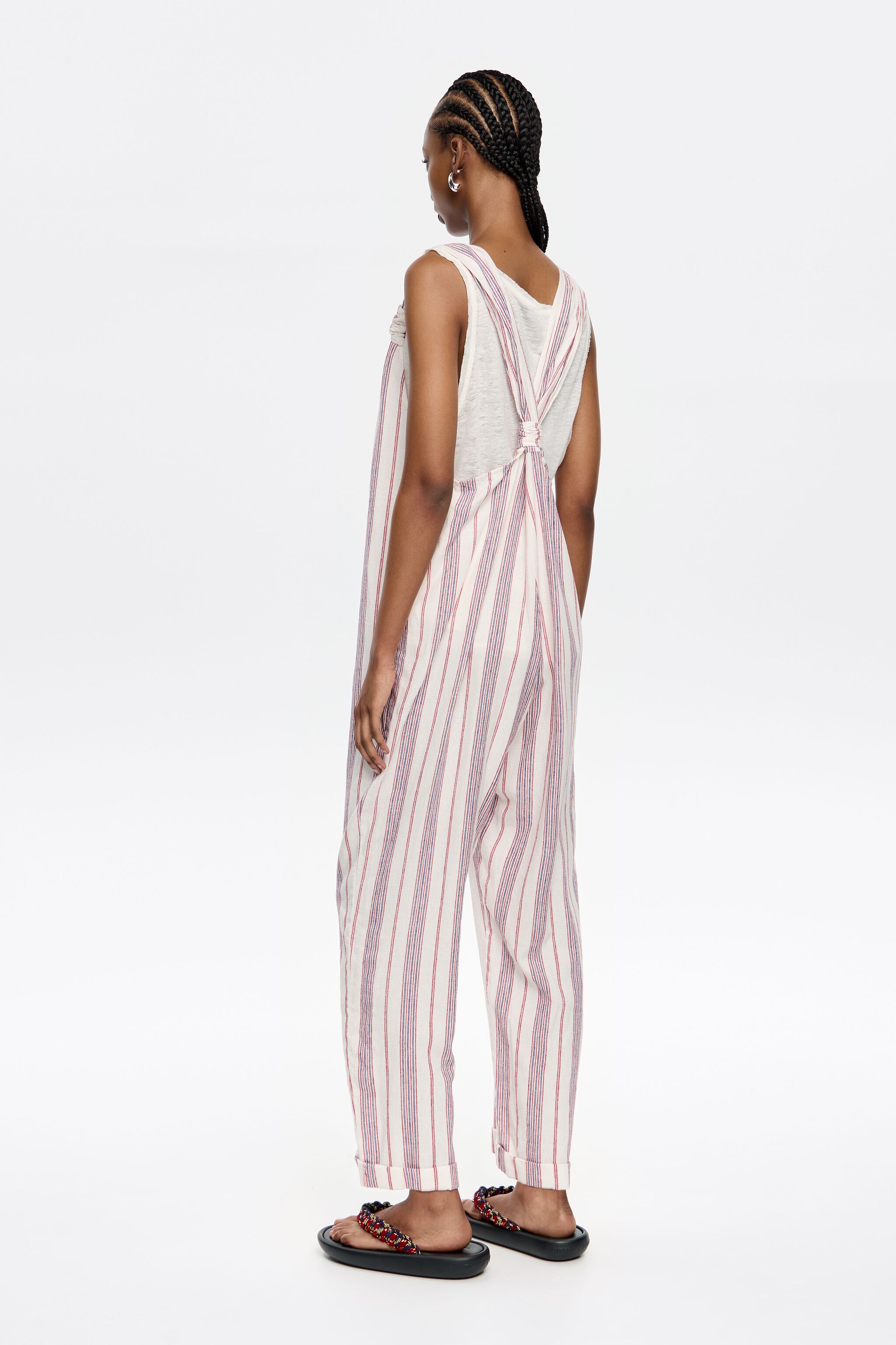 Ivory striped linen jumpsuit