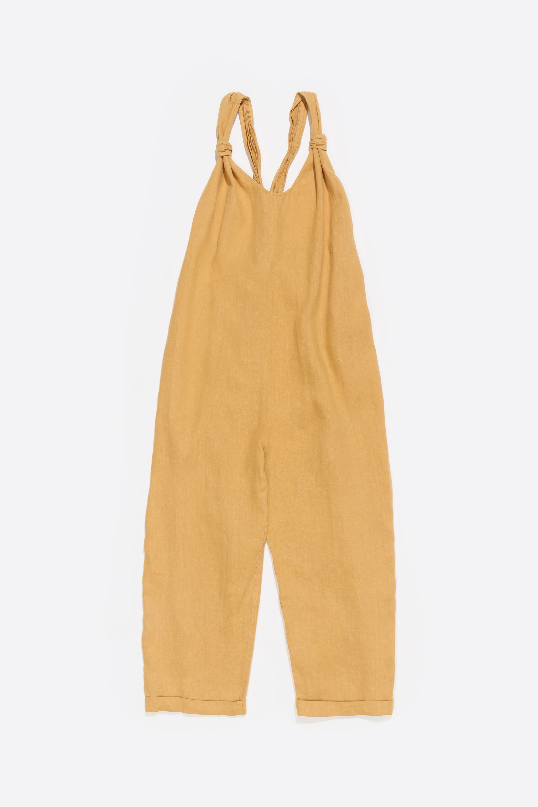 Mustard washed linen jumpsuit