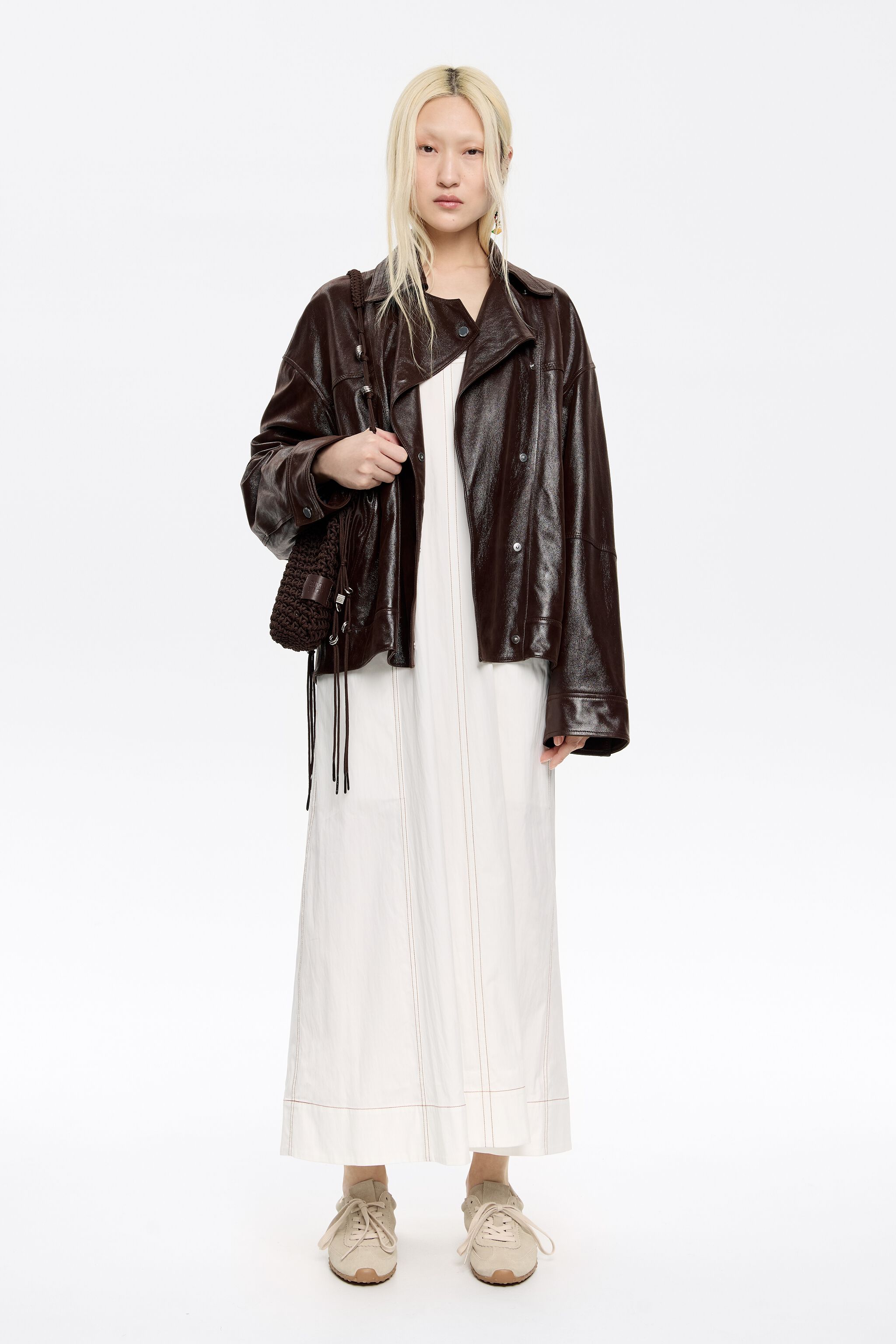 White strappy dress with stitching