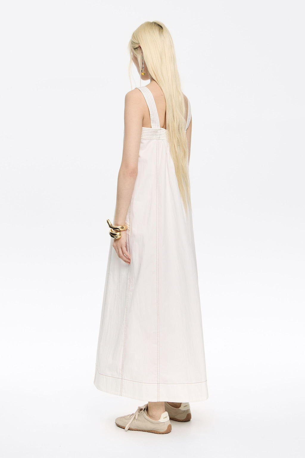 White strappy dress with stitching