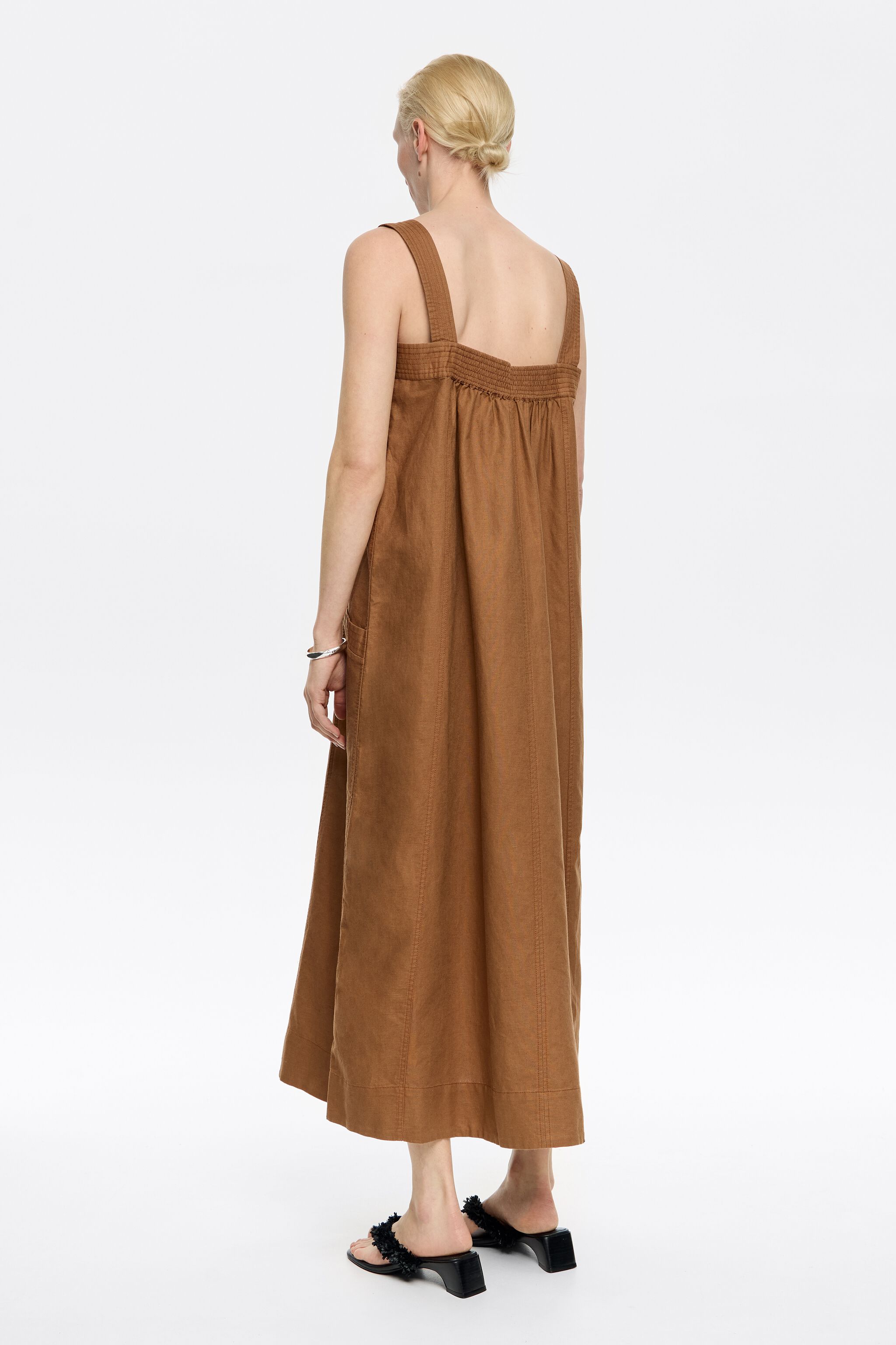 Light brown linen strappy dress