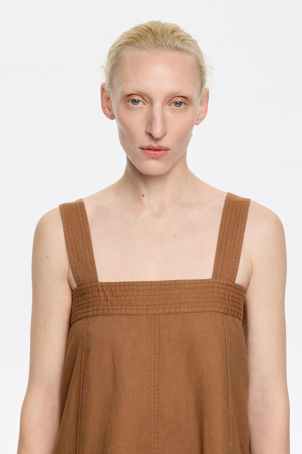 Light brown linen strappy dress