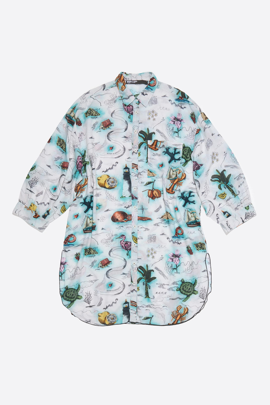 Short ivory Maps shirtdress