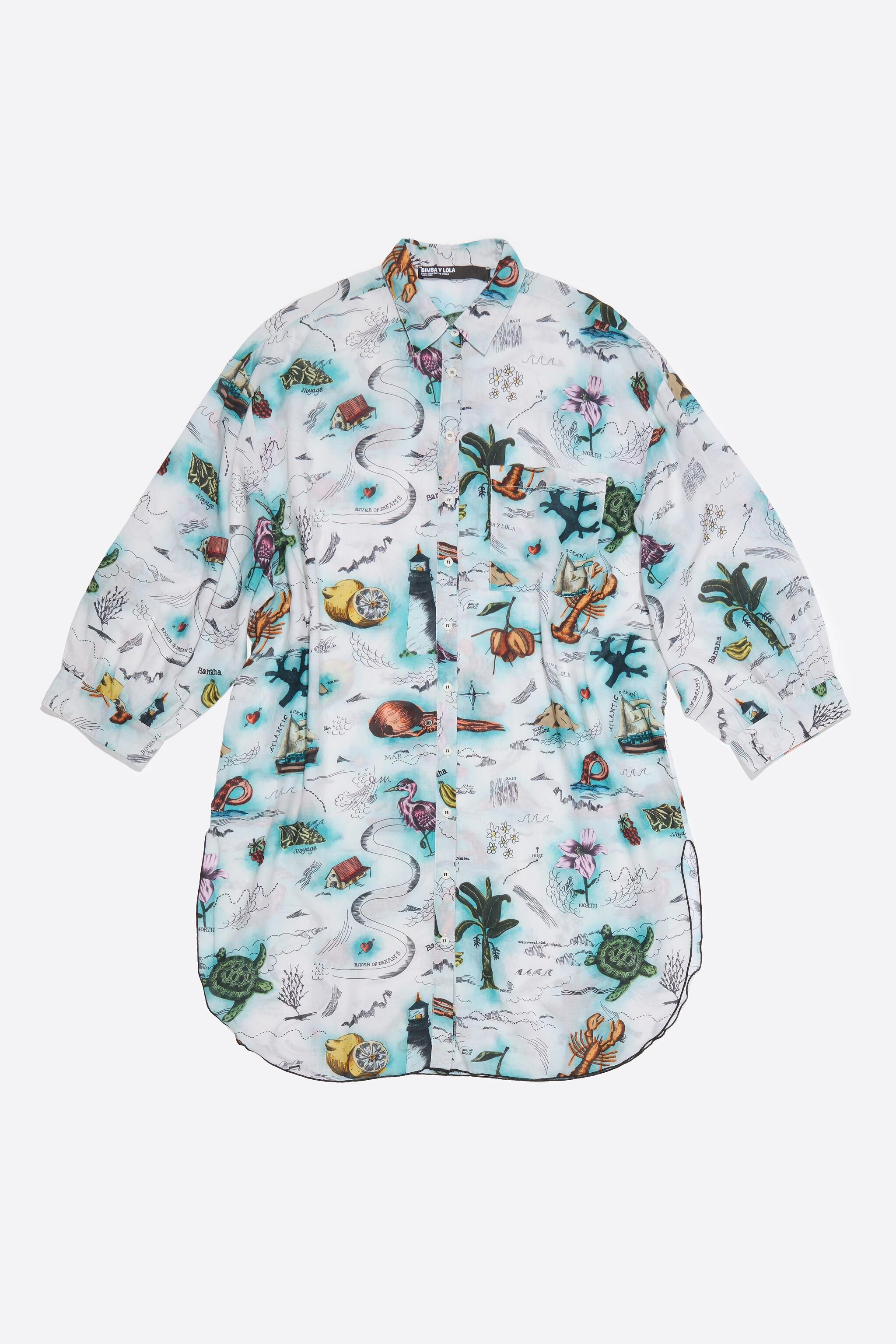 Short ivory Maps shirtdress