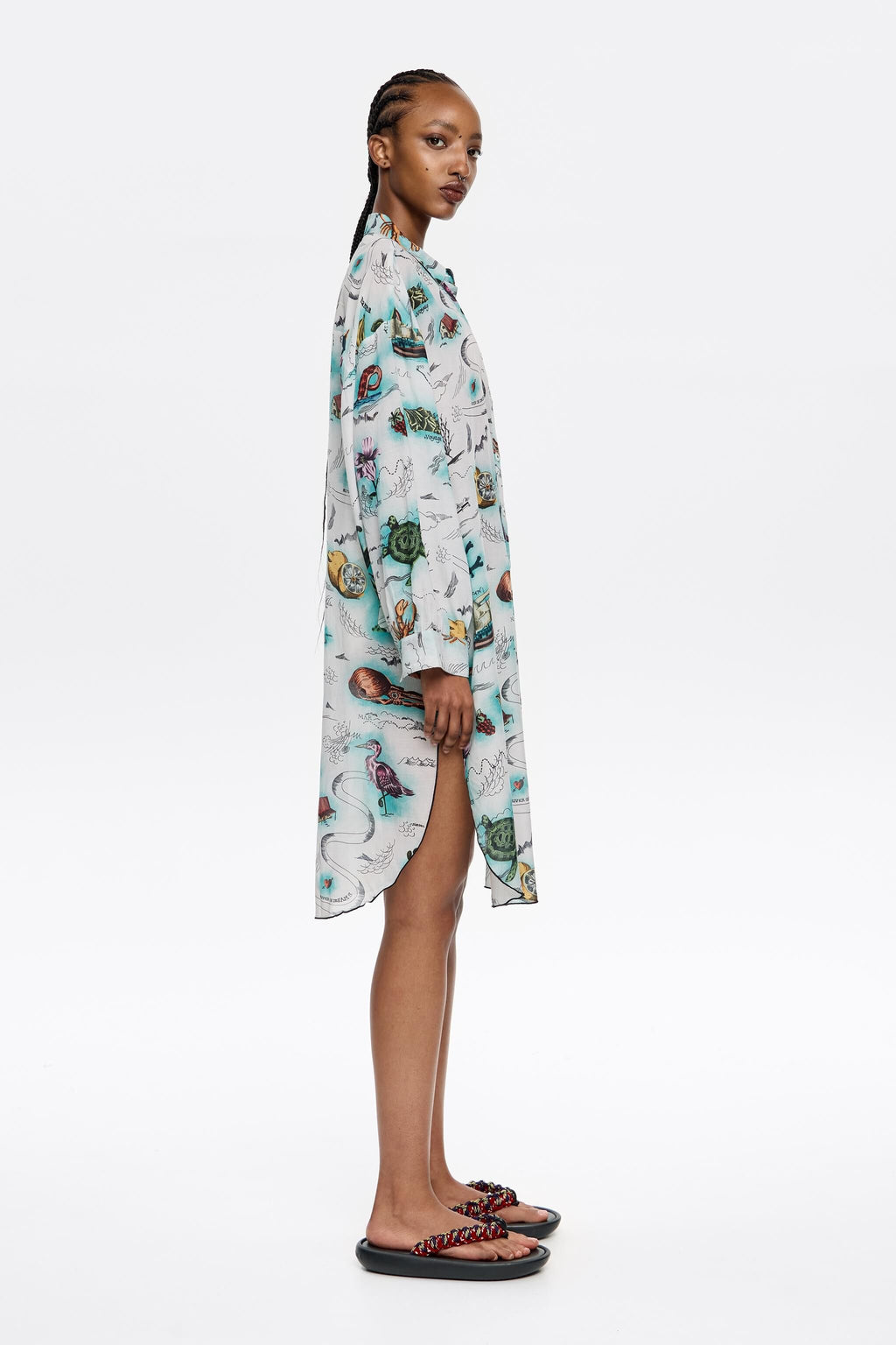 Short ivory Maps shirtdress